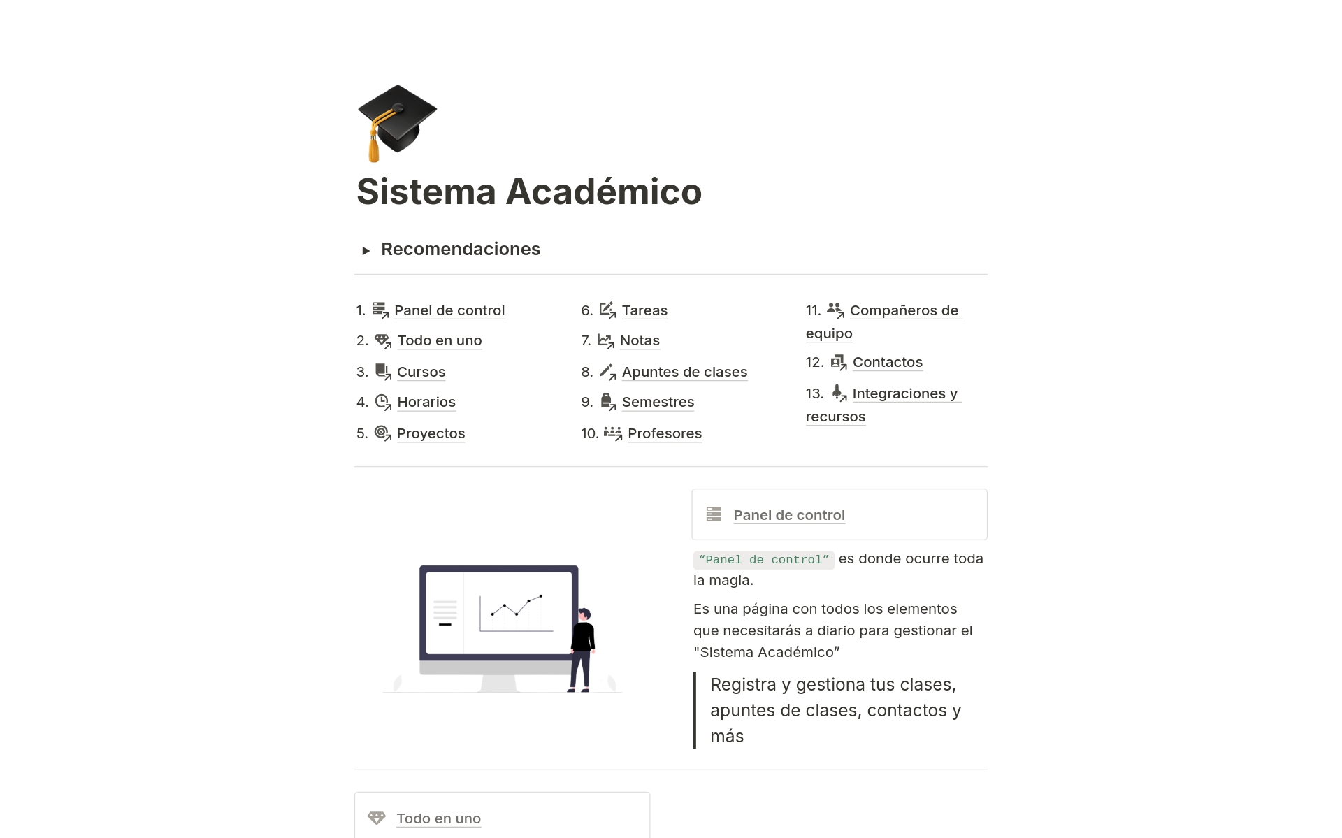 Eine Vorlagenvorschau für Sistema académico