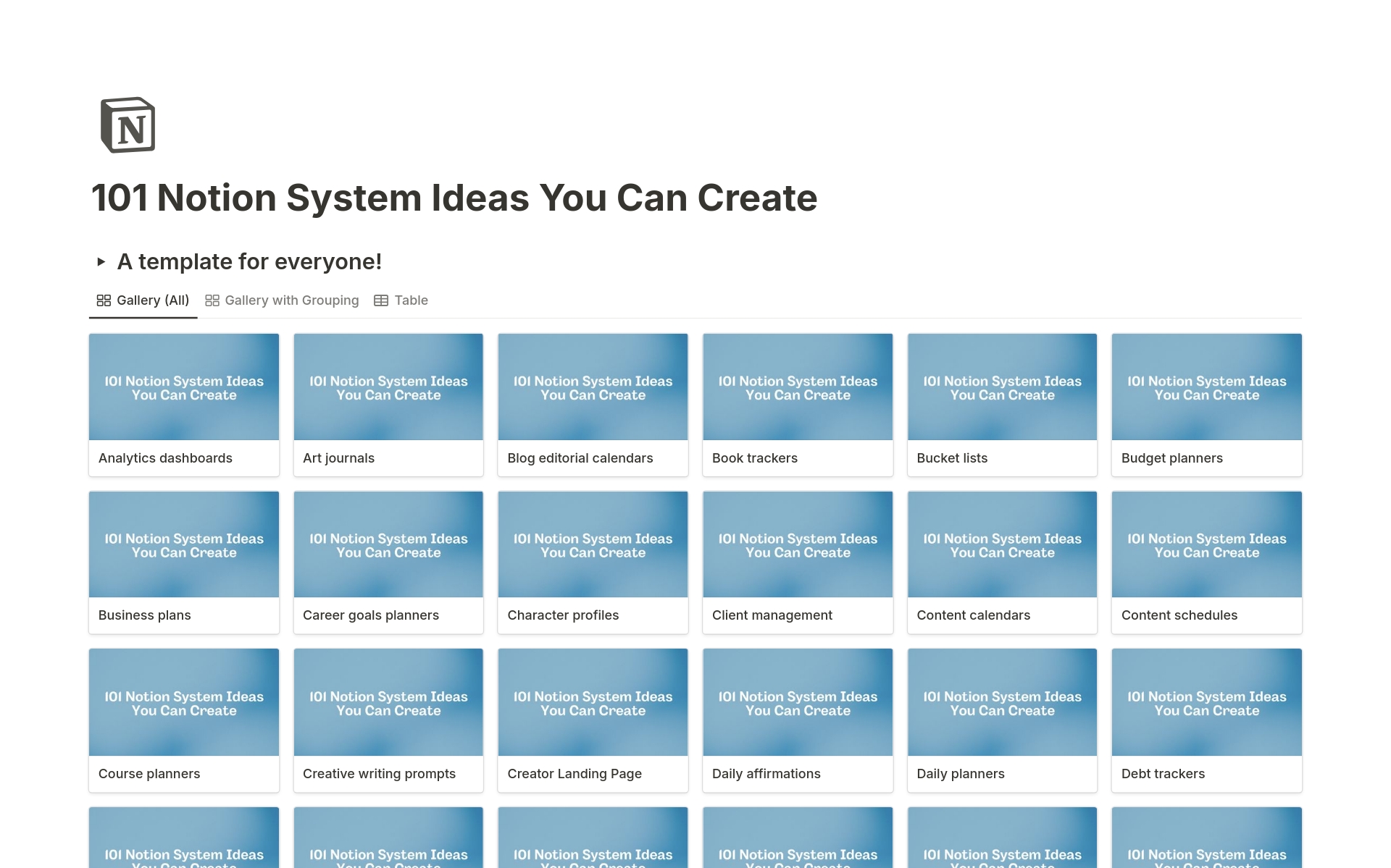 A template preview for 101 System Ideas You Can Create