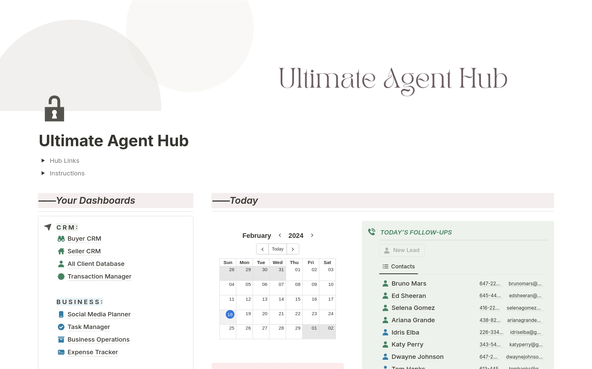 Vista previa de una plantilla para Ultimate Agent Hub