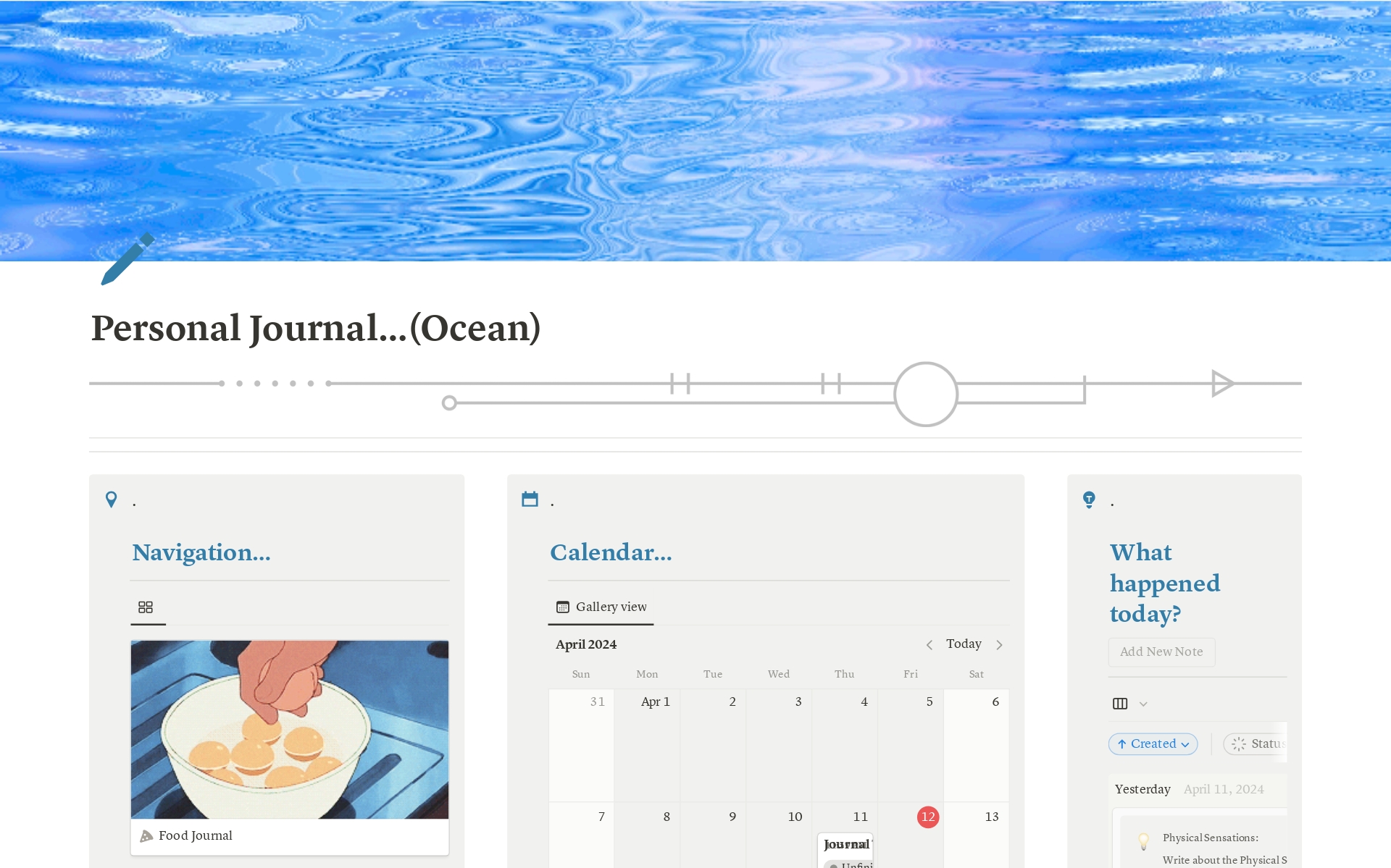 🌊📘 Elevate your journaling with the "Superaesthetic Ocean Blue Journal Template"! Calming blues & dynamic gifs create an immersive space for food, mind, life & travel. Unlock creativity & memories today! 🌊✨