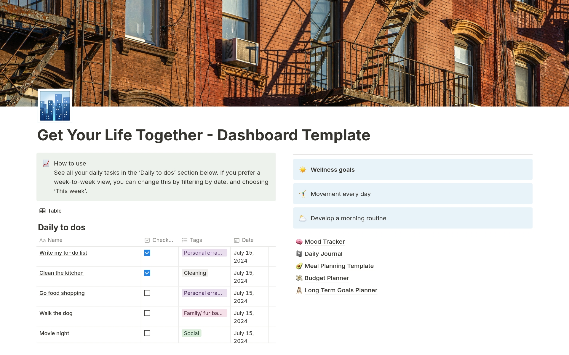 Get your life together with this cover-all-bases Life Dashboard Template for Notion!