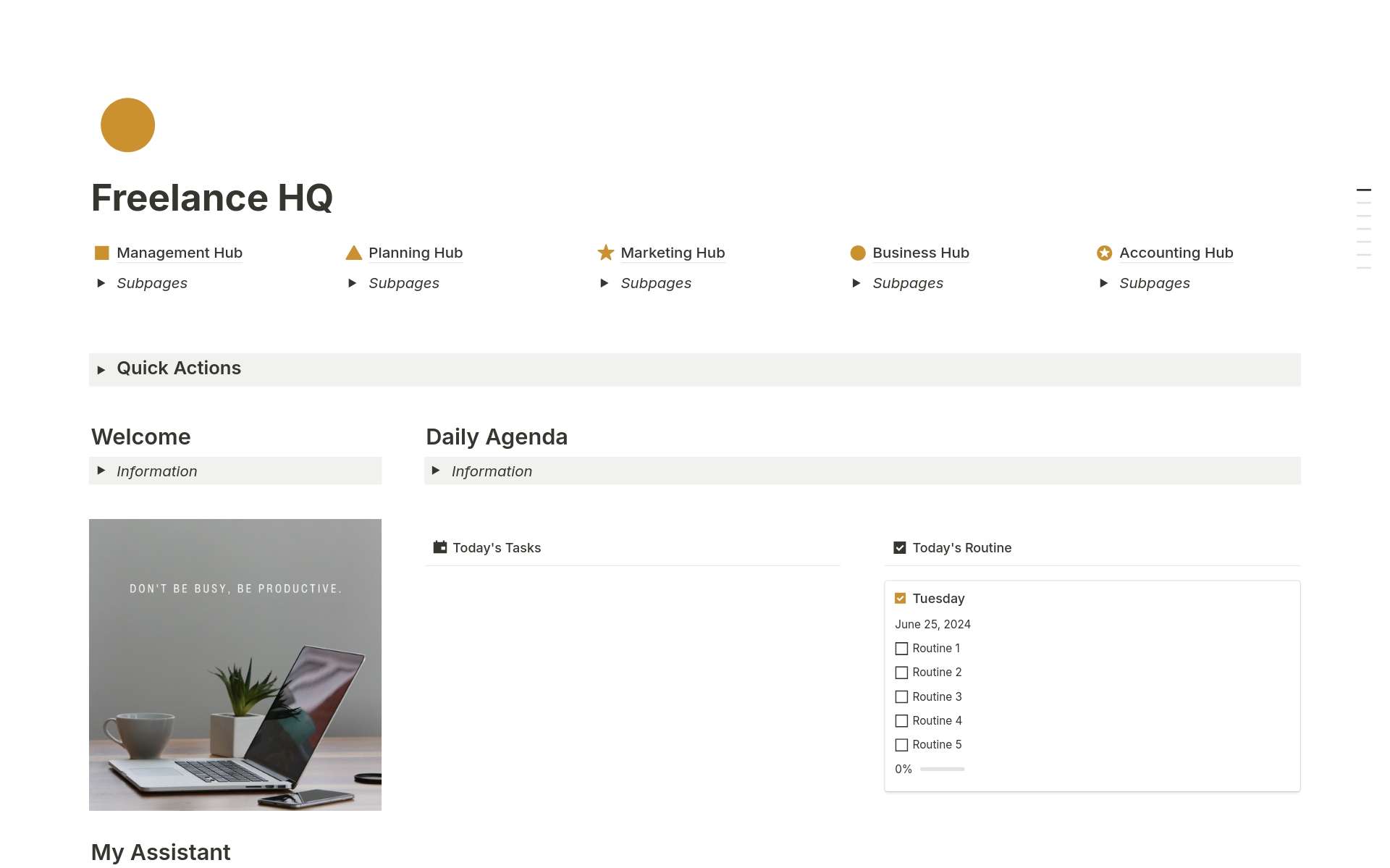 A template preview for Freelance HQ: Business & Project Management