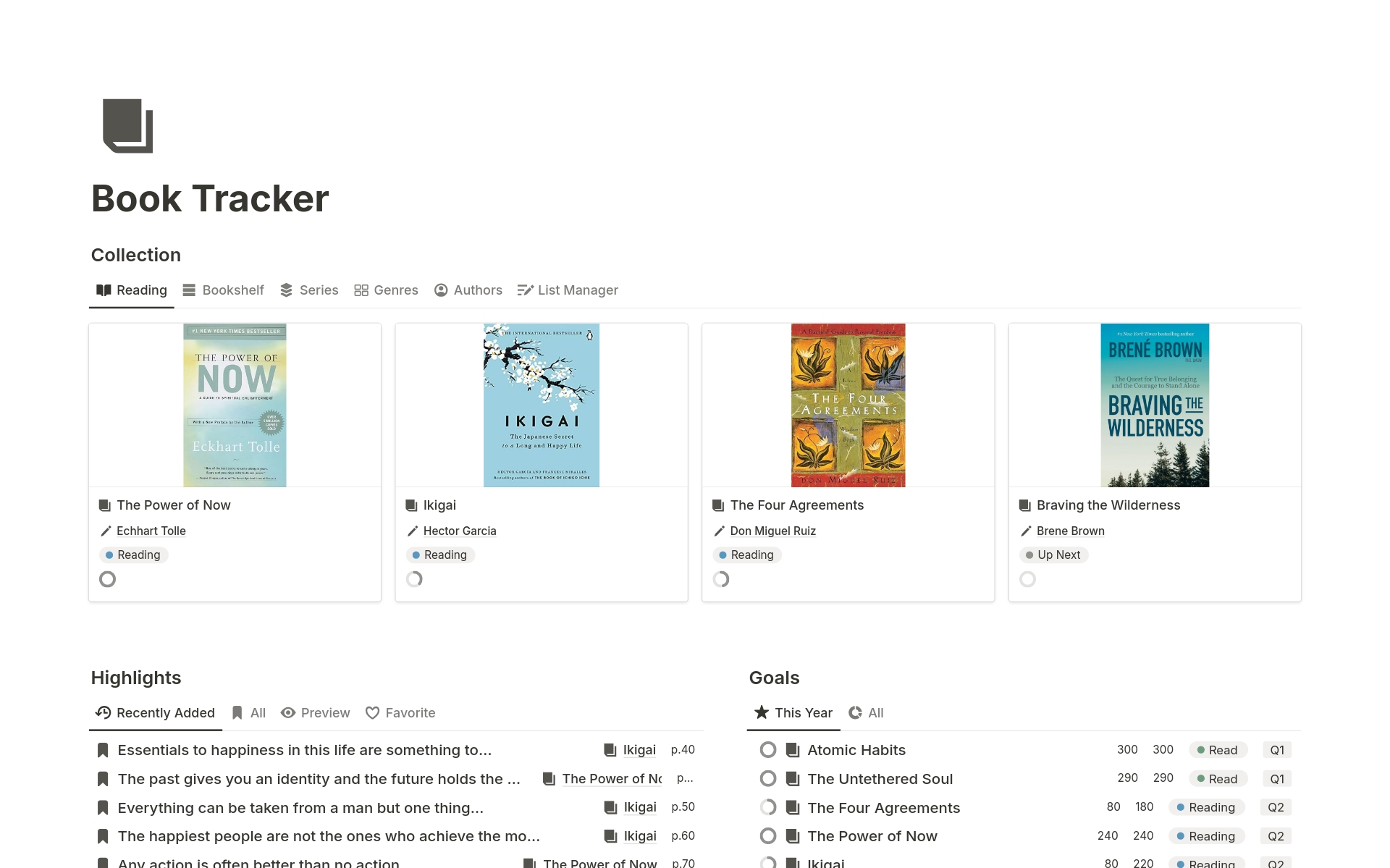 Vista previa de una plantilla para Book Tracker - Reading Tracker