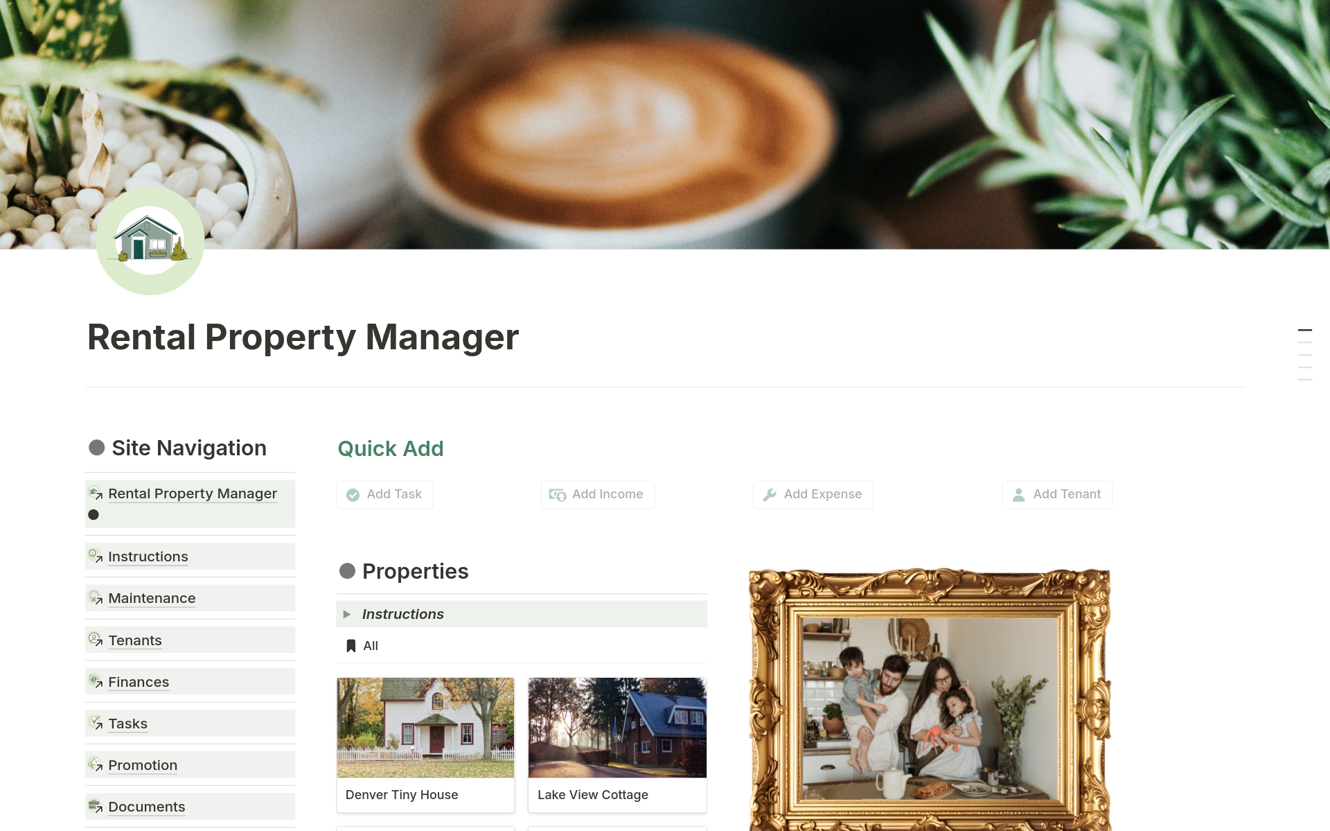 A template preview for Rental Business Manager with Tenant Portal 