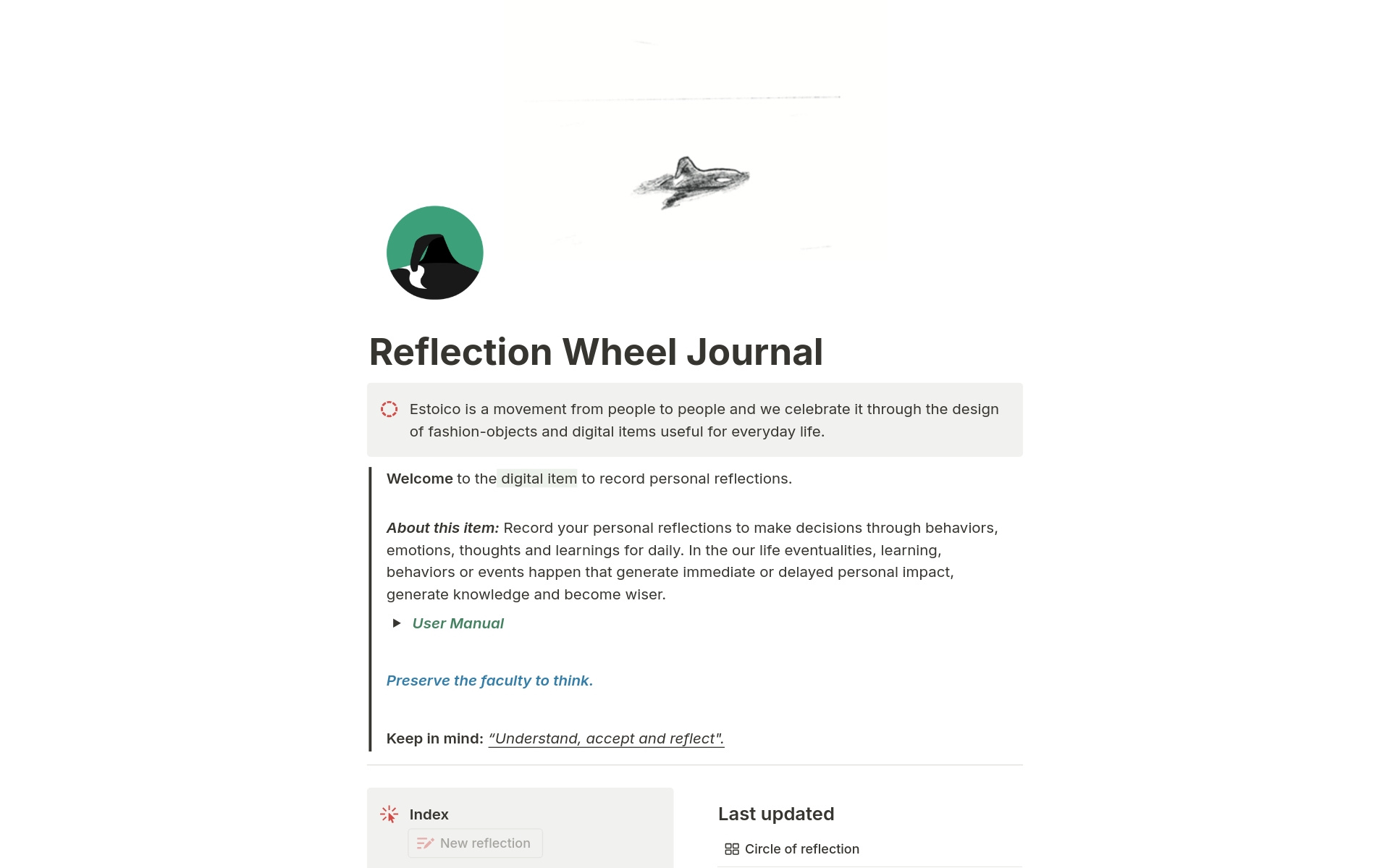 A template preview for Reflection Wheel Journal
