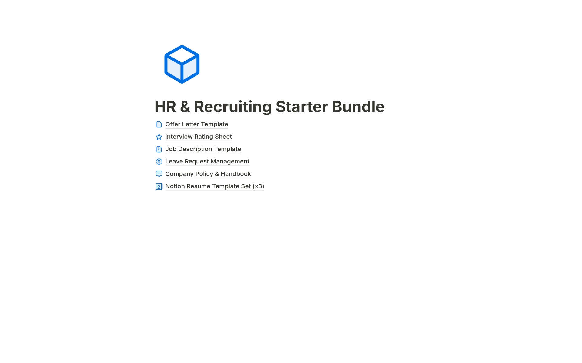 A template preview for HR & Recruiting Starter Bundle