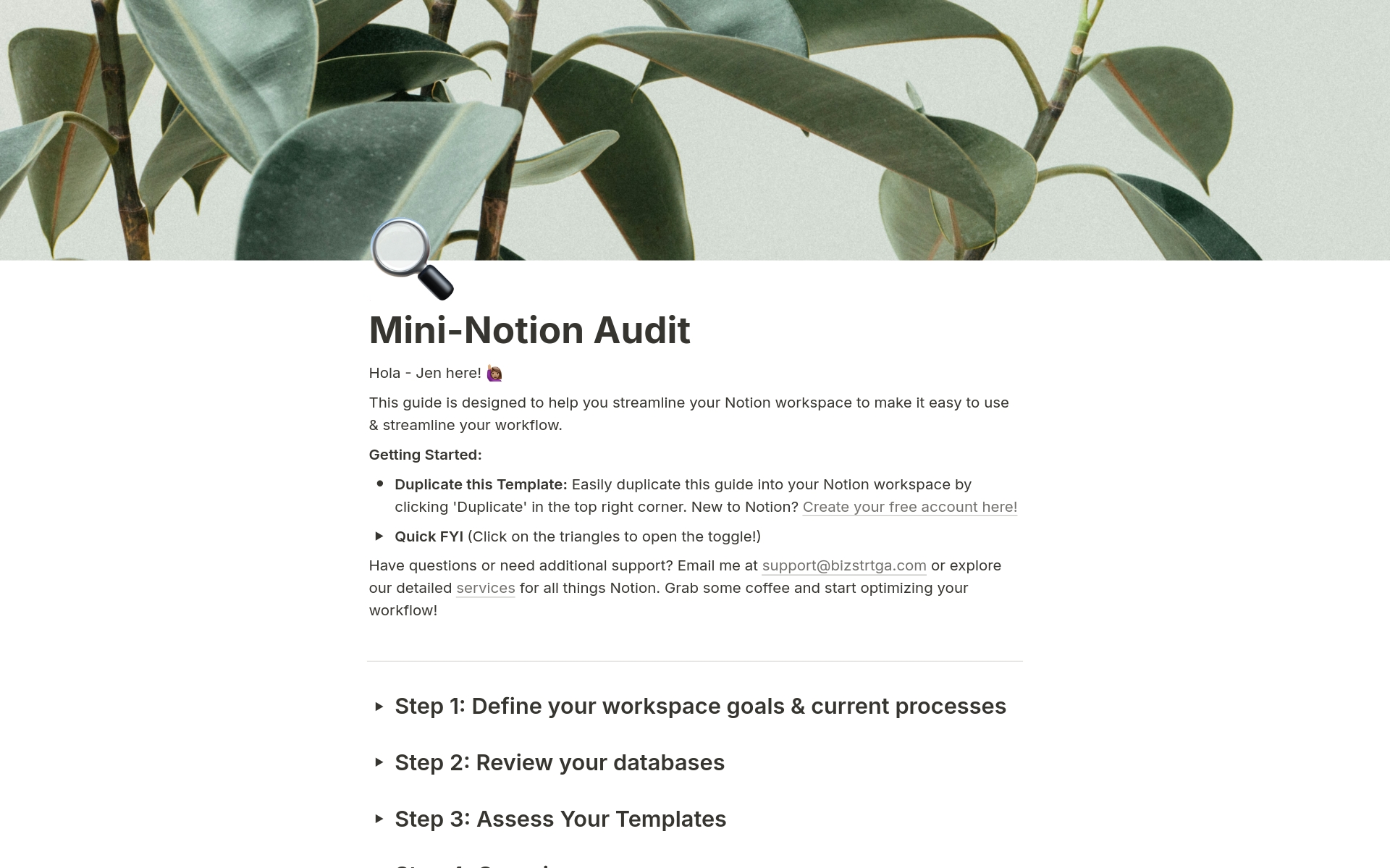En forhåndsvisning av mal for Mini Audit Guide