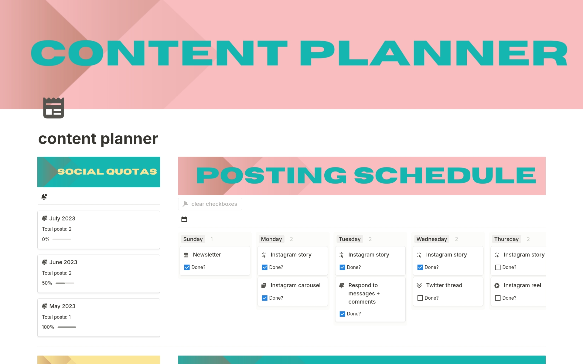 Plan your social media content in Notion