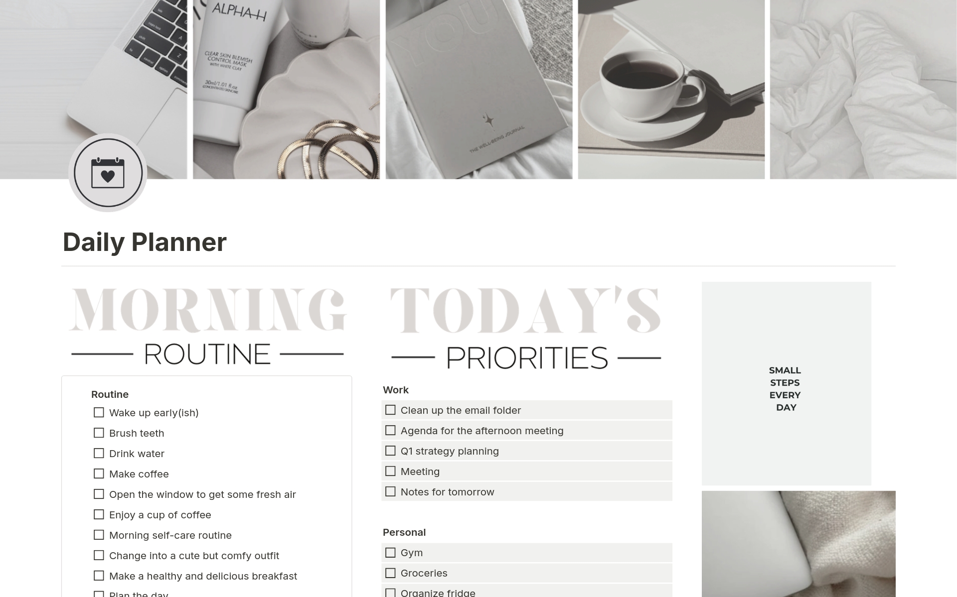 A template preview for Daily Productivity Planner