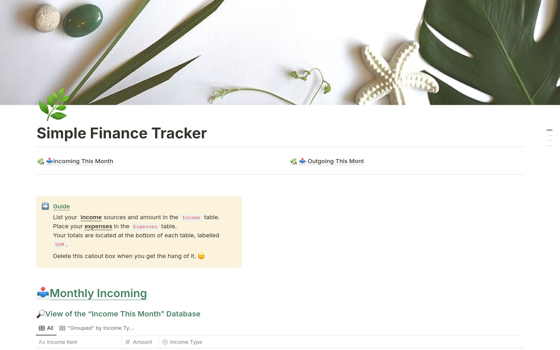 A super simple personal finance tracker to help you stay on budget.