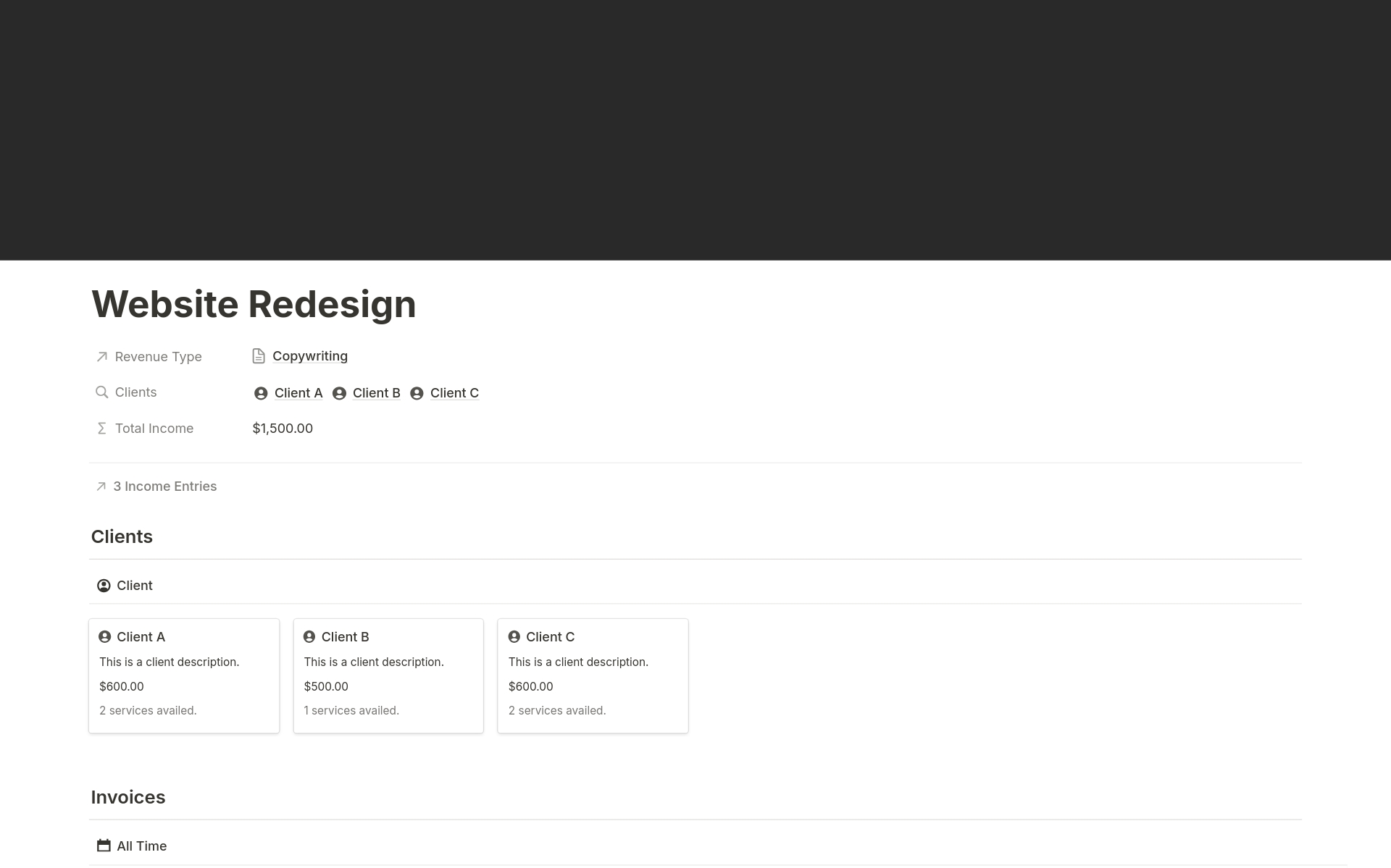 Manage your freelance work in one dashboard.