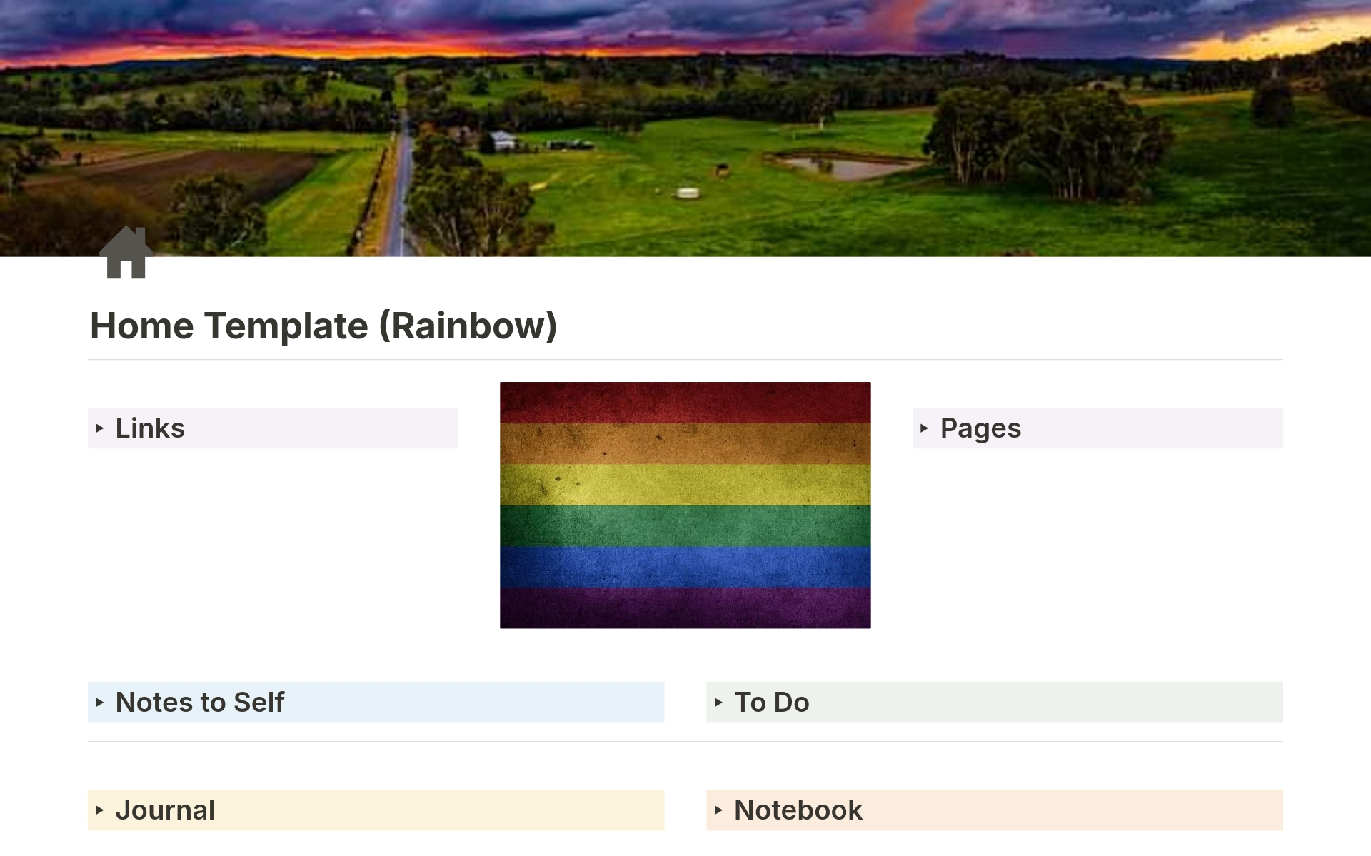 Aperçu du modèle de Home Dashboard (Rainbow)