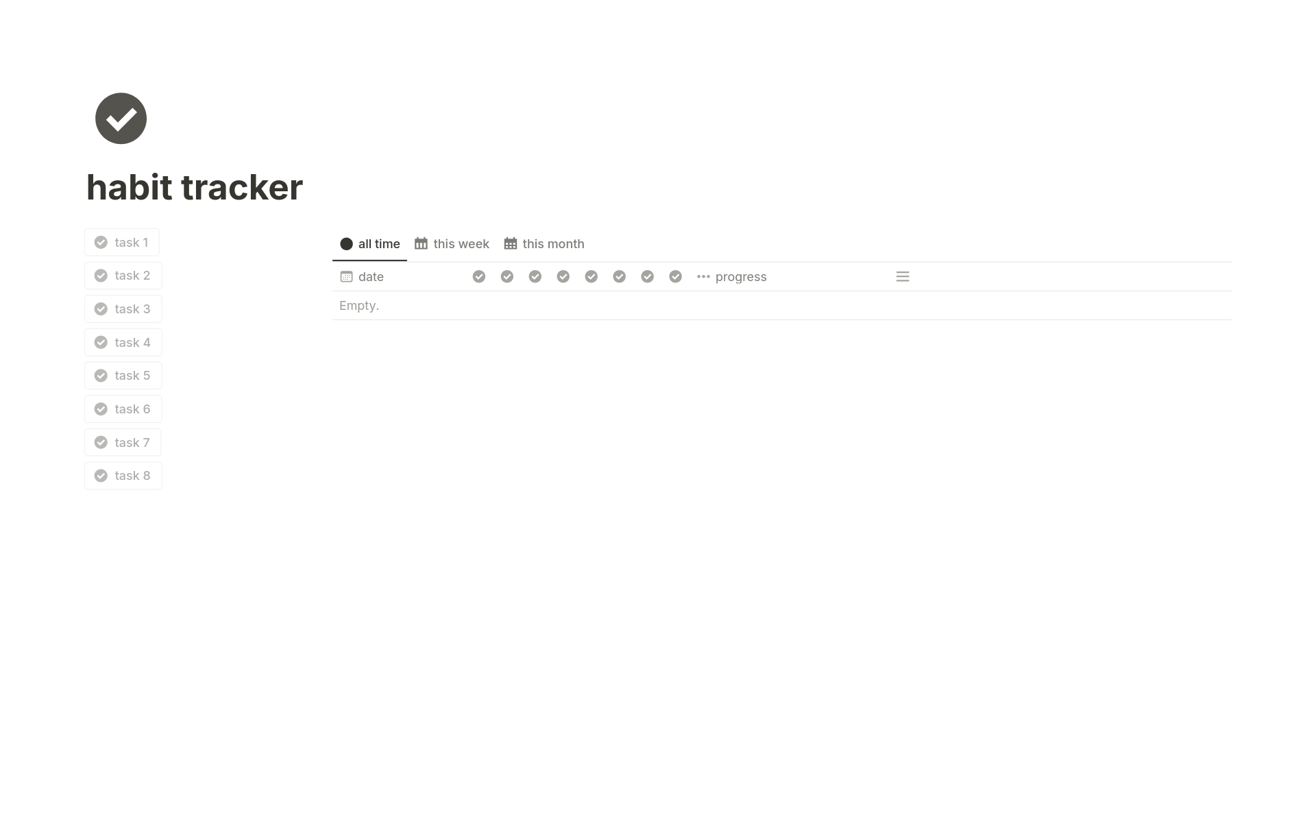 Vista previa de una plantilla para minimalist habit tracker