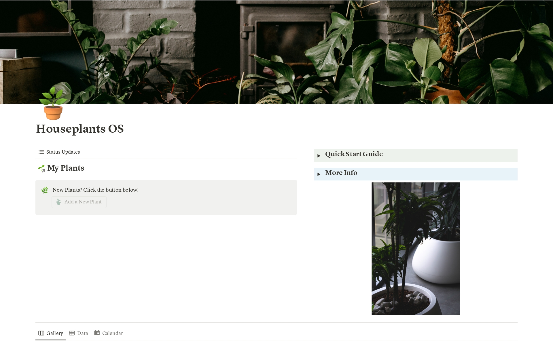 A template preview for Houseplants OS