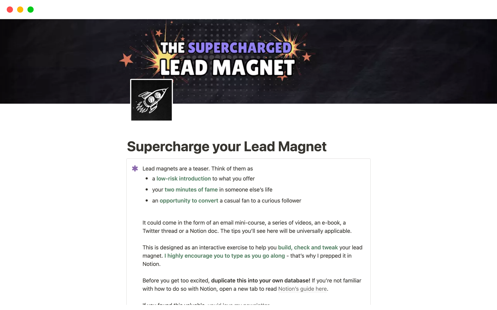 Eine Vorlagenvorschau für Supercharge your Lead Magnet
