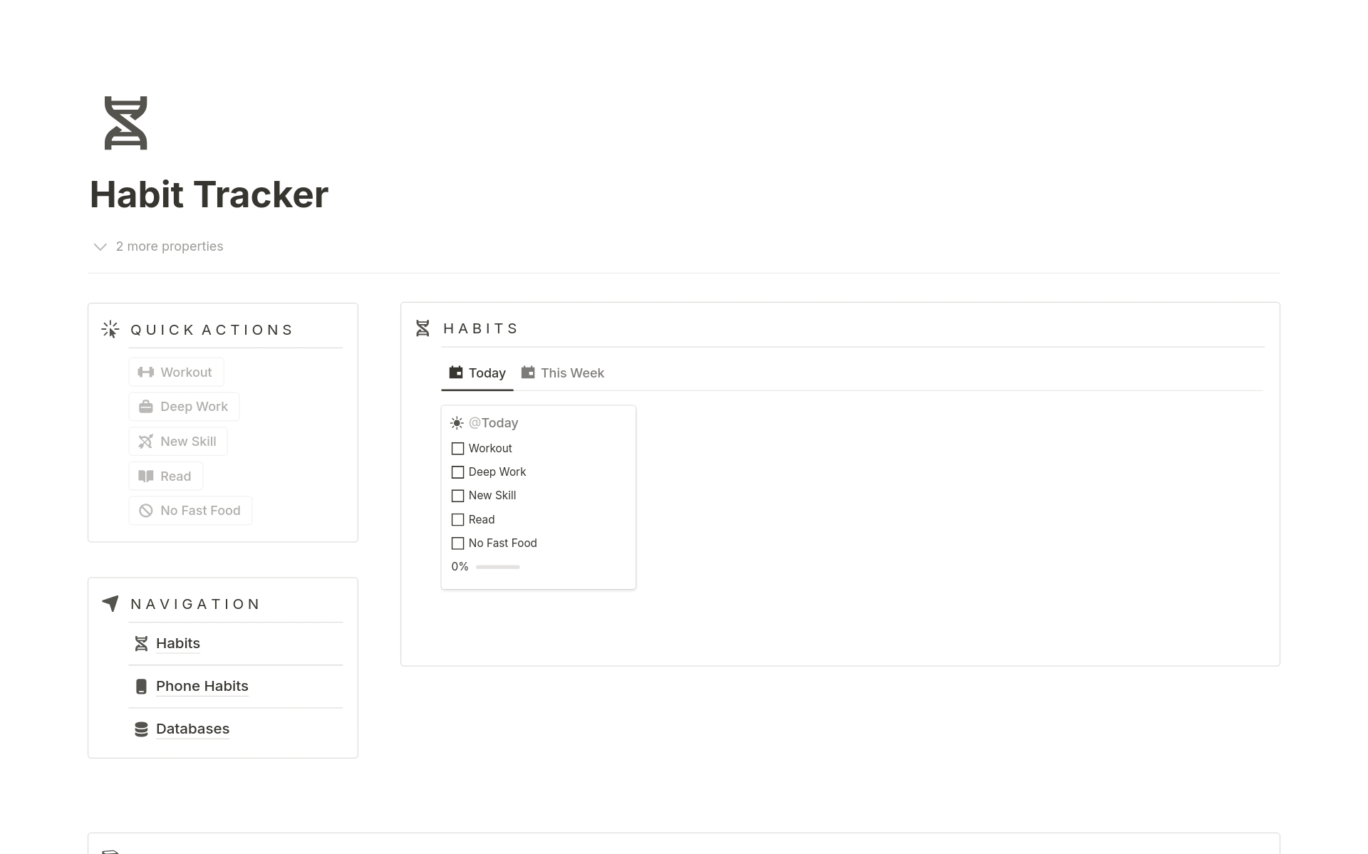 Vista previa de una plantilla para Habit Tracker