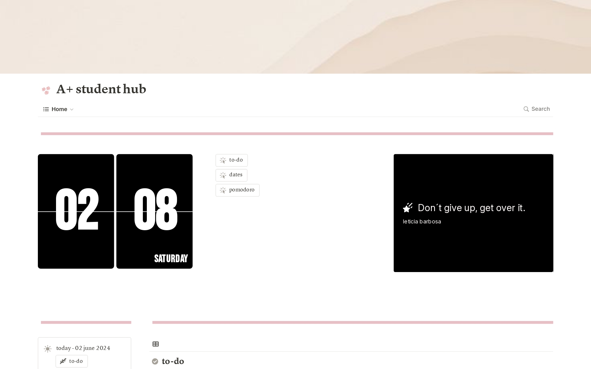 A template preview for A+ student hub