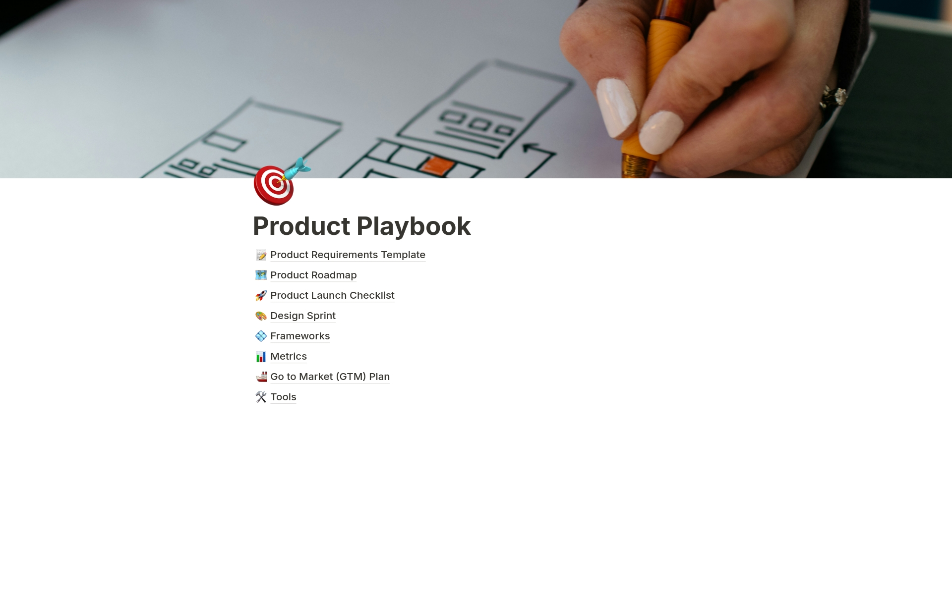 A template preview for Product Playbook