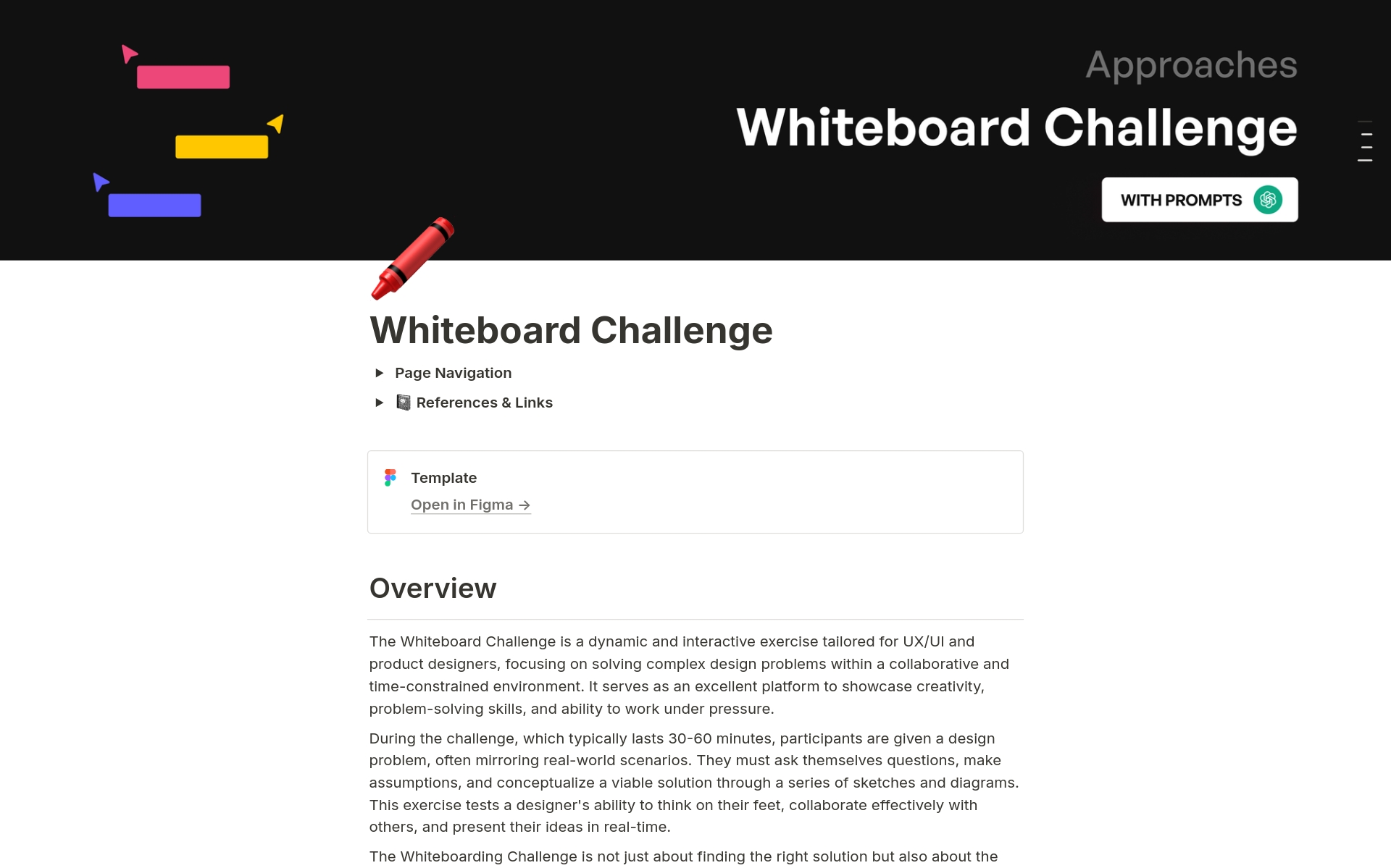 En forhåndsvisning av mal for UX/UI GPT Prompts for Whiteboard Challenge