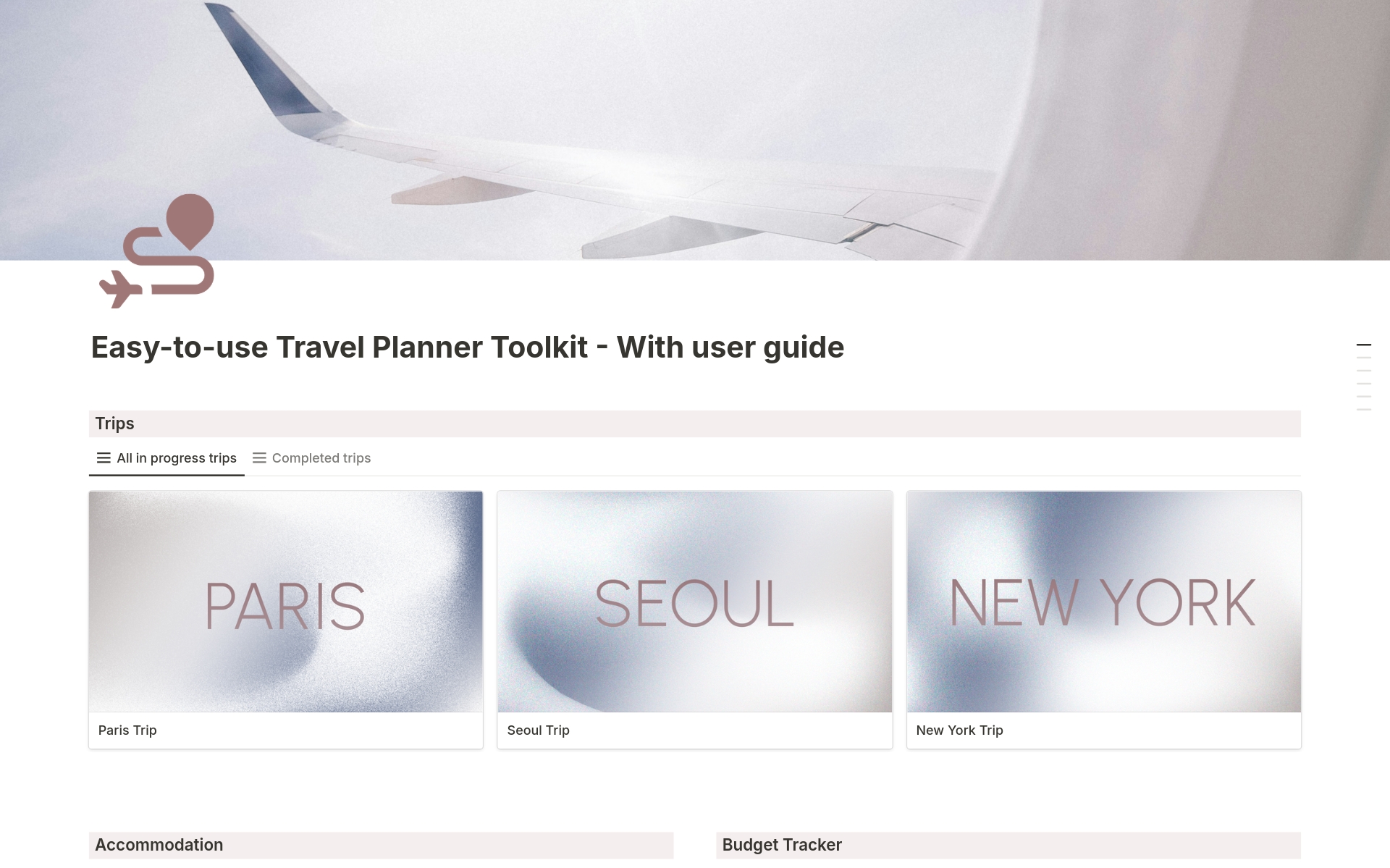 A template preview for Easy-to-use Travel Planner Toolkit