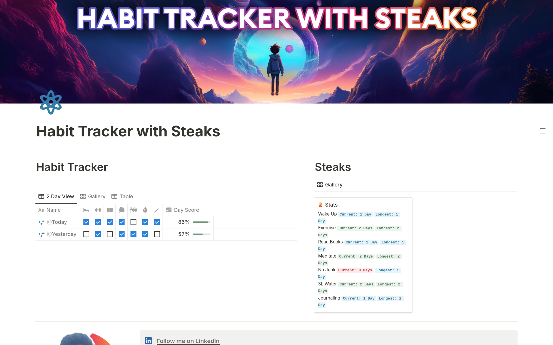 A template preview for Habit Tracker with Streaks