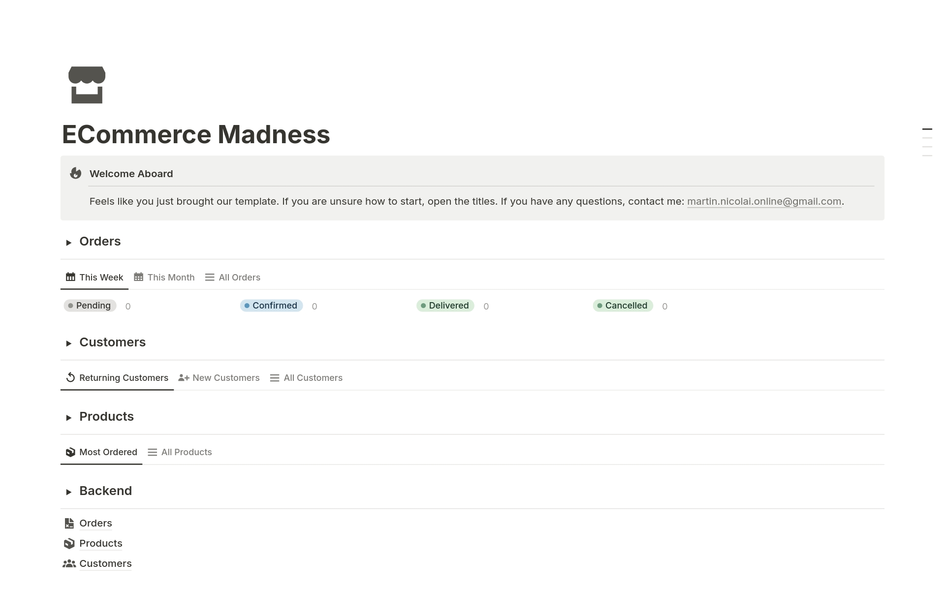 A template preview for Ecommerce Madness