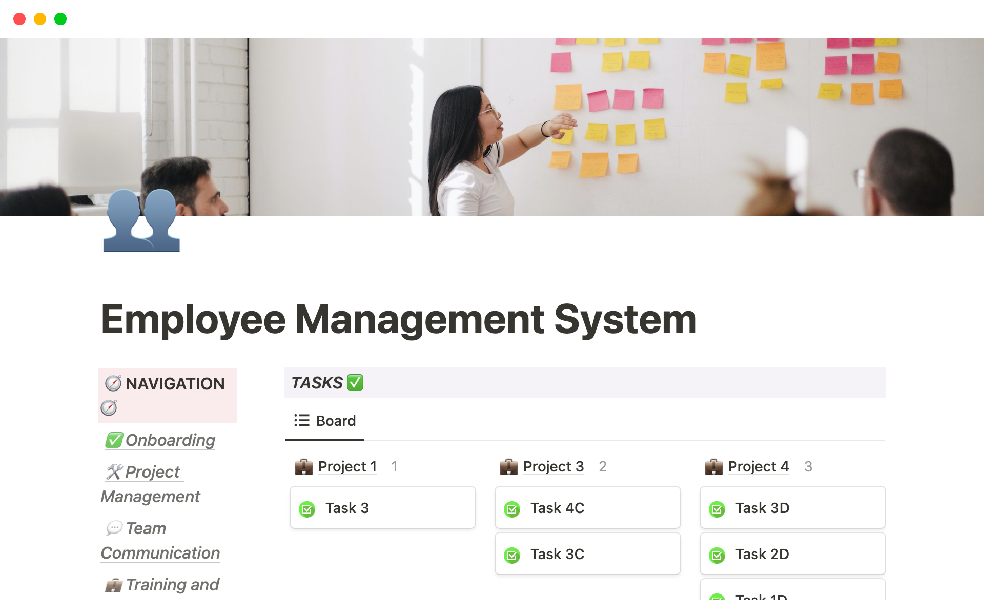 Vista previa de plantilla para Employee Management System
