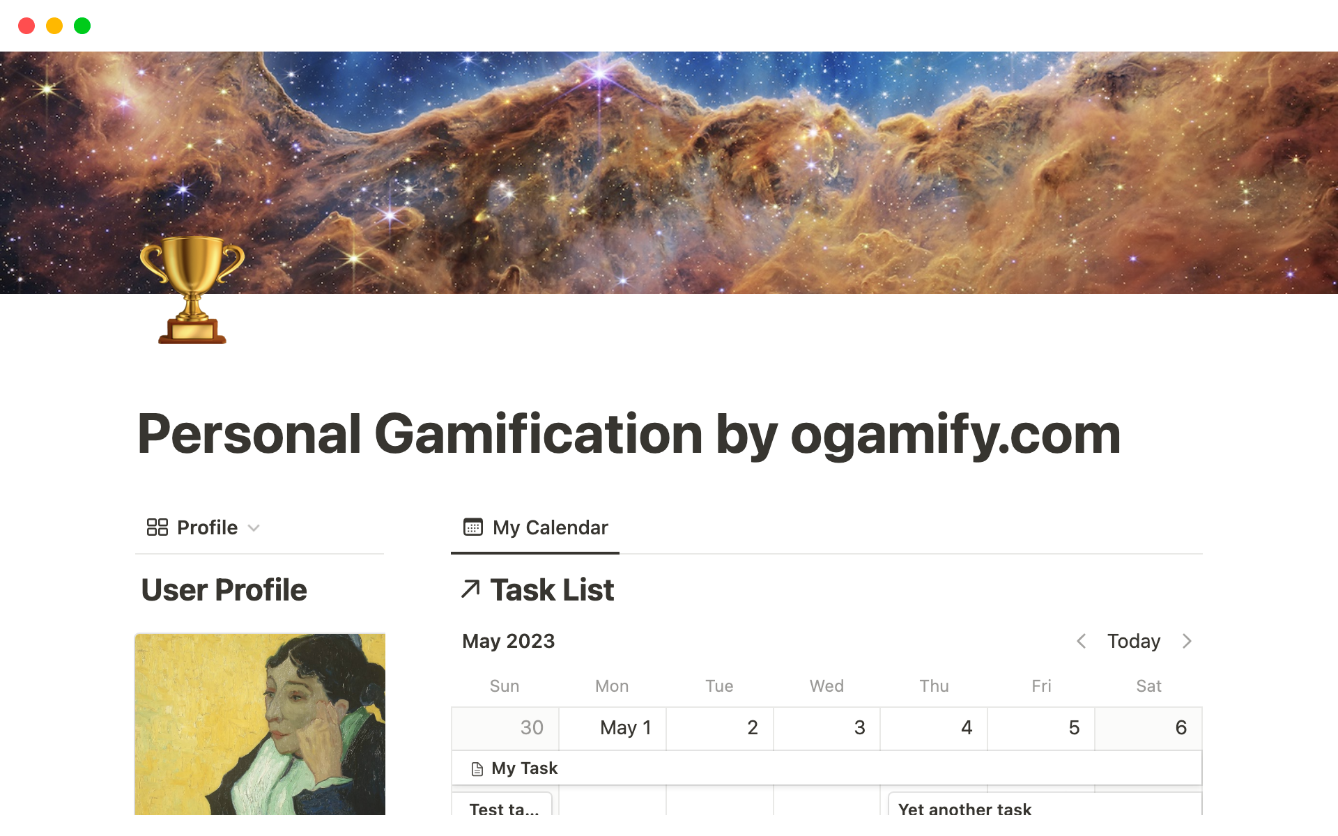 This template is a simple daily planner gamification, which helps staying in focus and track progress of the planned tasks in exchange for user specified rewards.