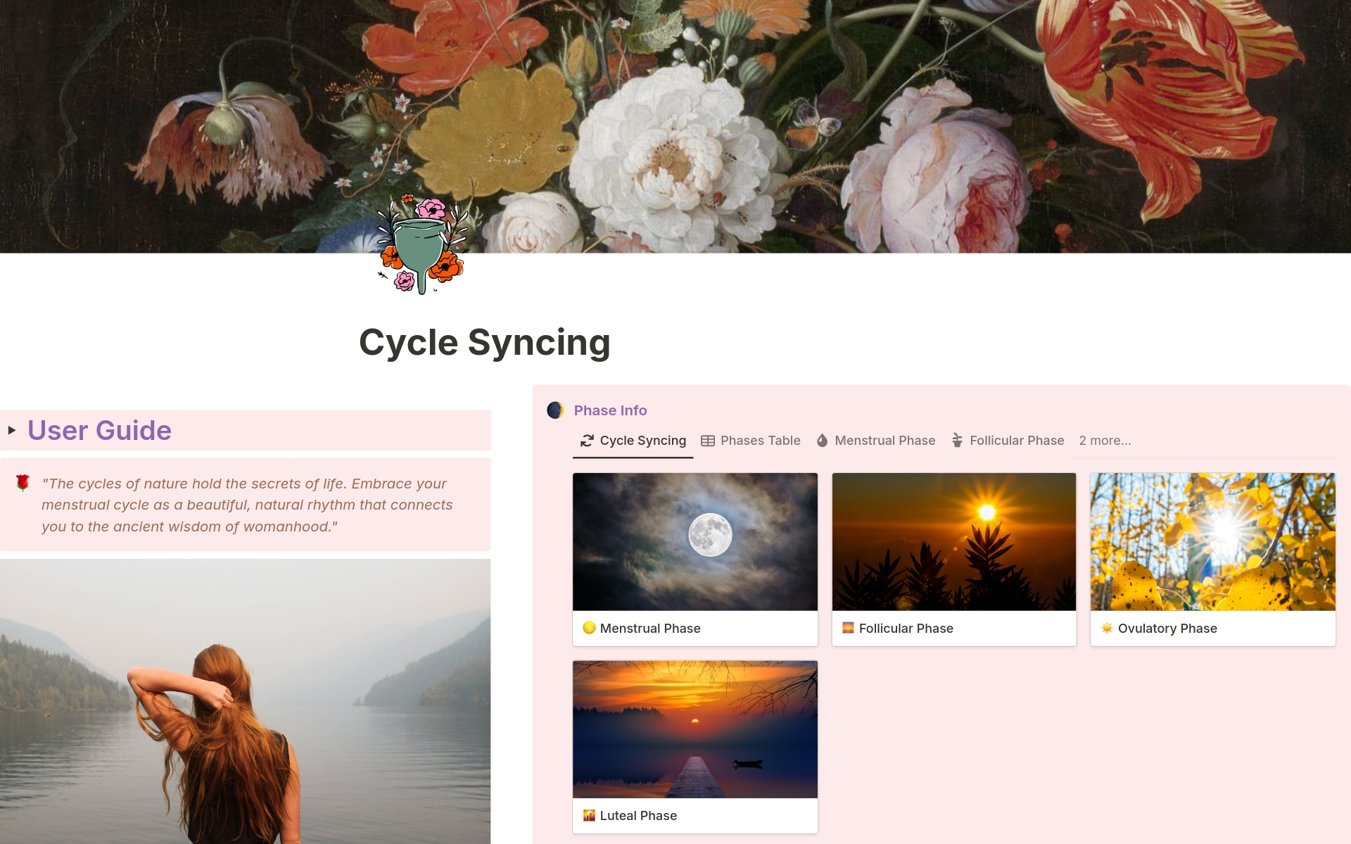 If you're new to cycle syncing or just looking to deepen your practice, this template will provide an easy and aesthetically pleasing way to tune in to the ebb and flow of your own rhythms.