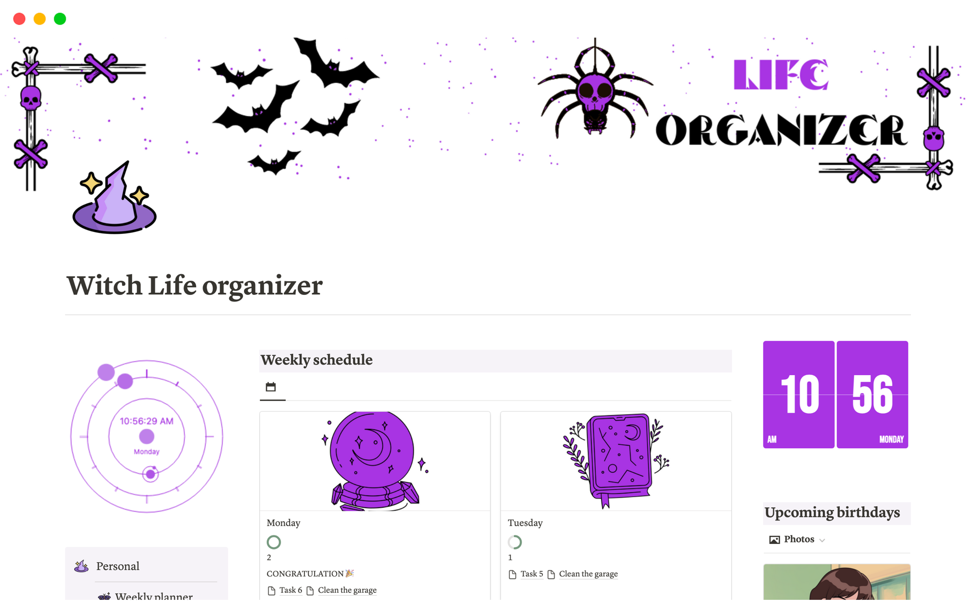 Organize your personal life and your student life in one template