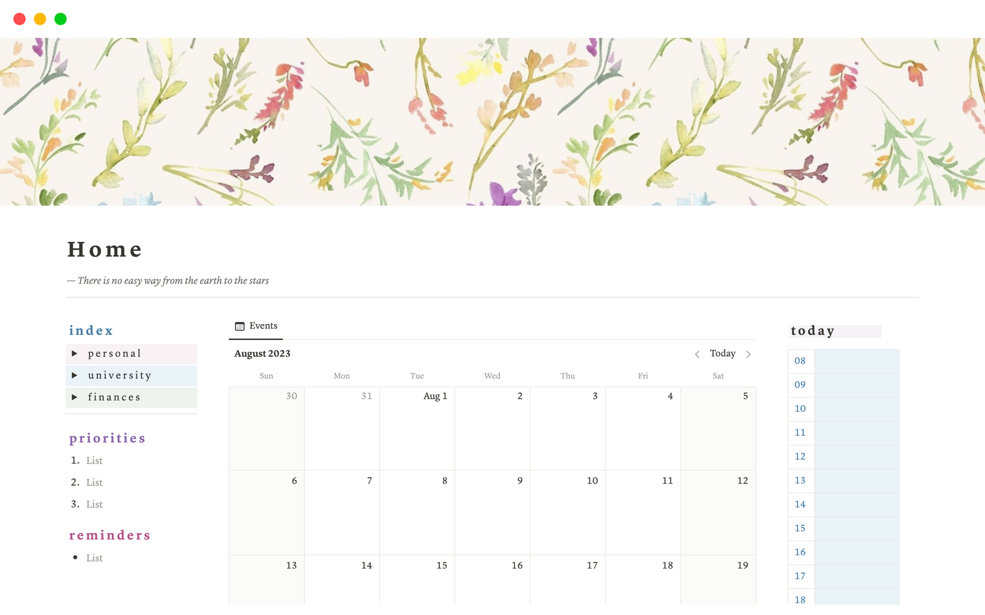 Because I know how busy life is, I created a home page to organize every day you must go through.