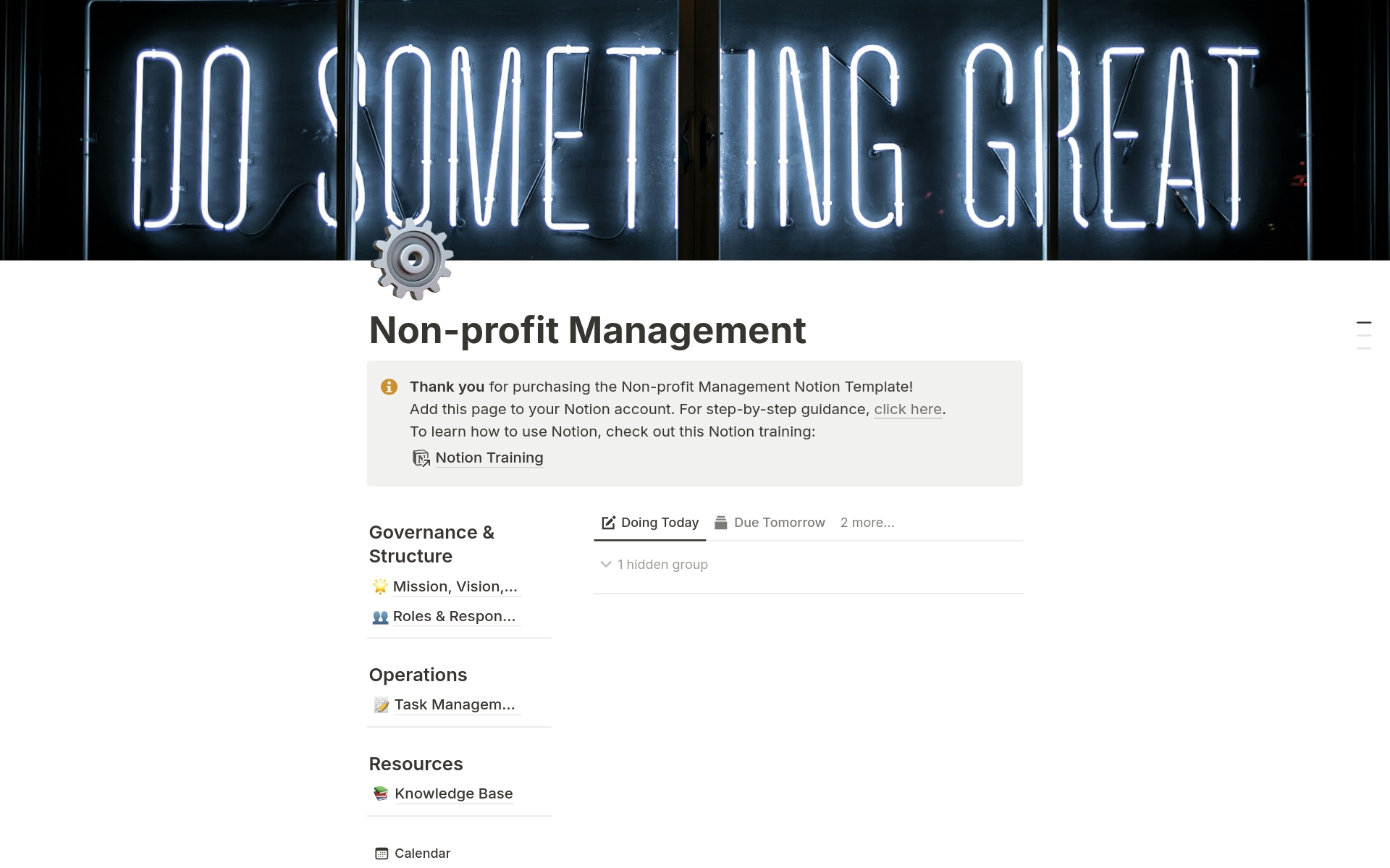 Vista previa de plantilla para Non-profit Management