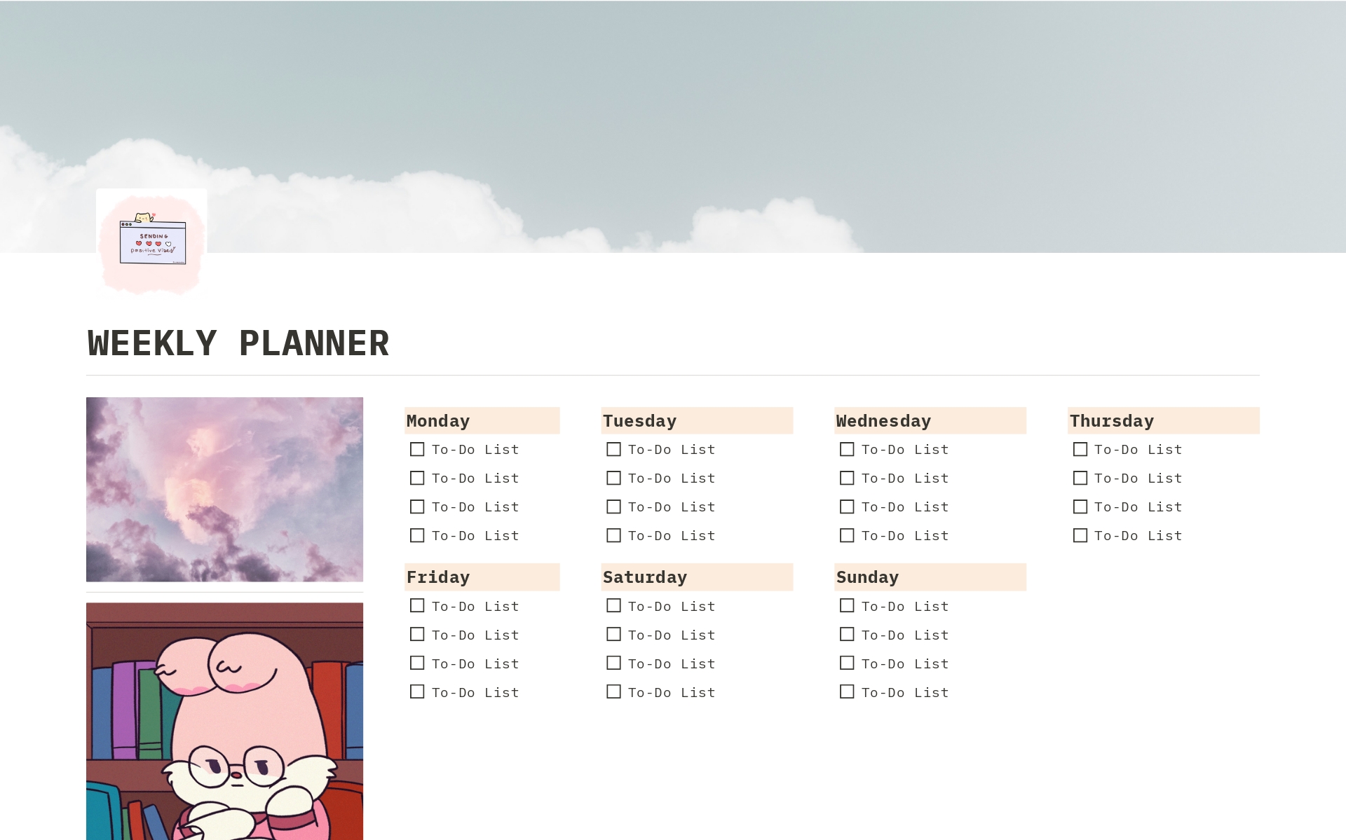 Introducing our Weekly Planner Notion Template: the ultimate tool to streamline your week, boost productivity, and cultivate a sense of clarity and organization in your life.