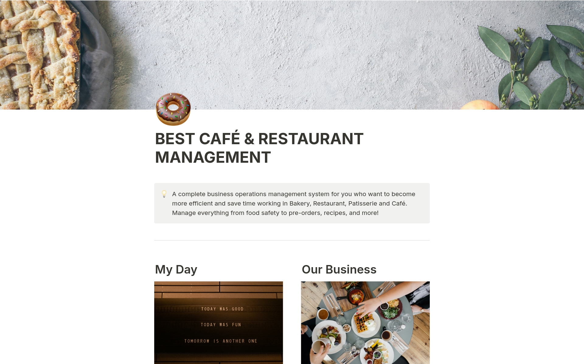 A template preview for Seamless daily operations in CAFÈS, RESTAURANTS...