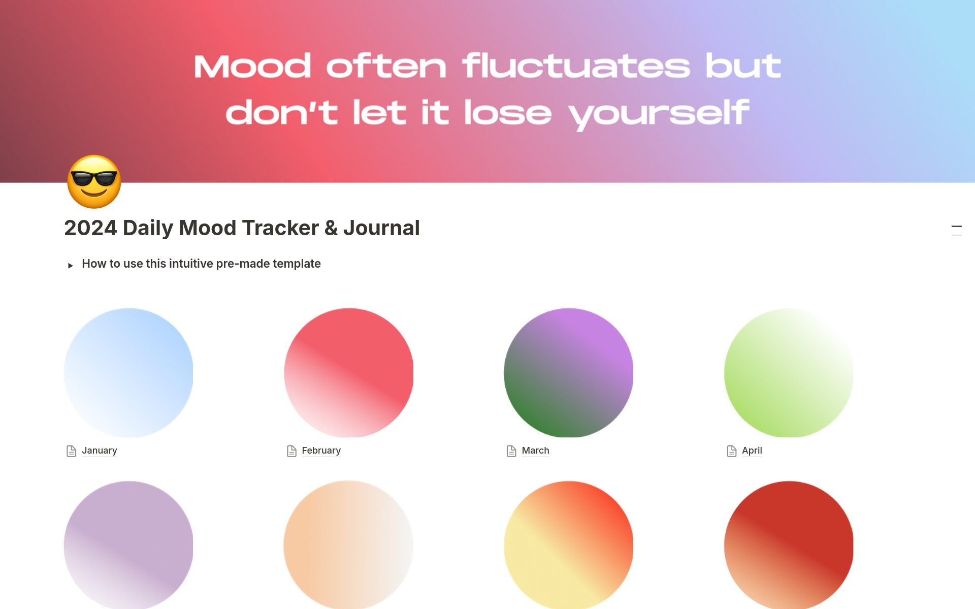 A template preview for Daily Mood Tracker & Journal