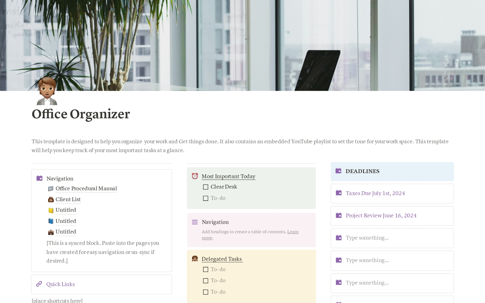 A template preview for Office Organizer