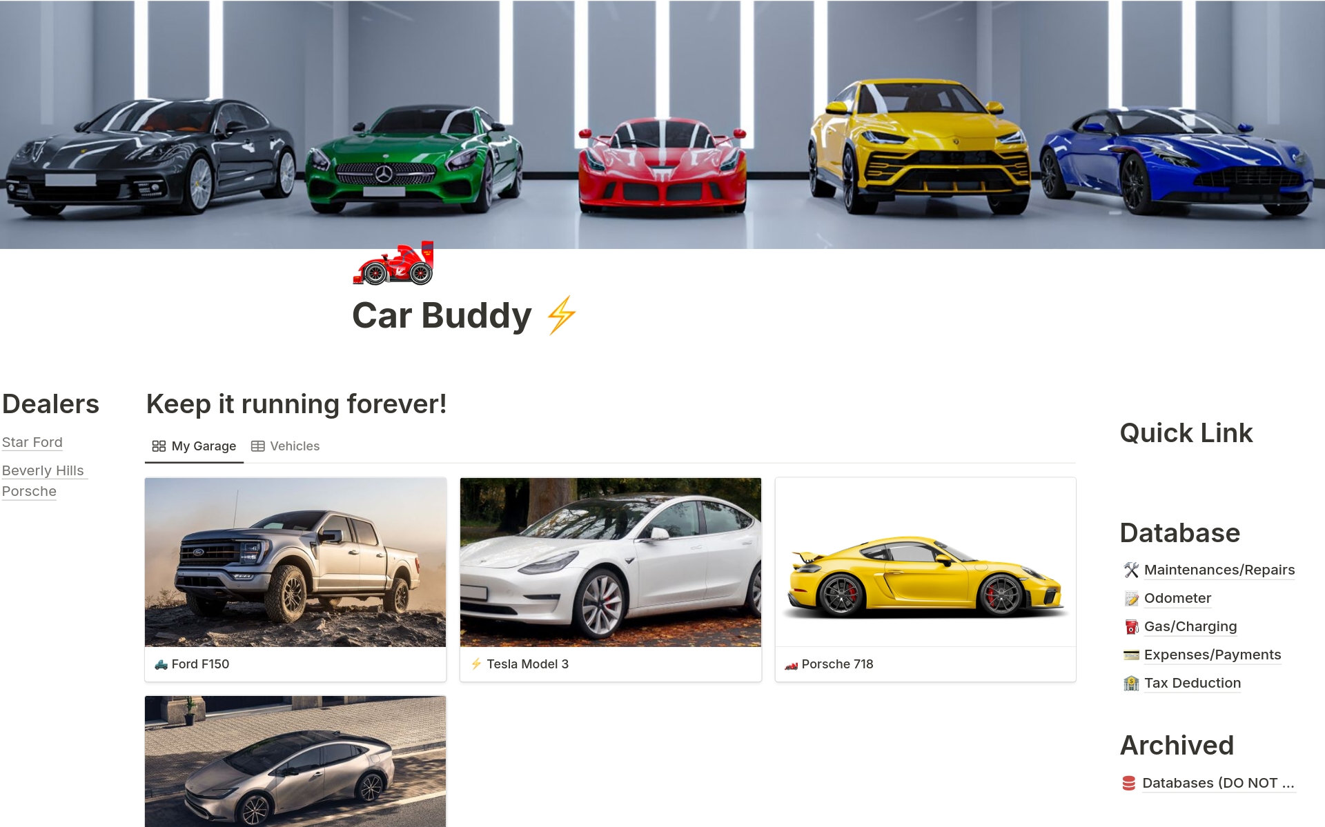 A template preview for Car / Vehicle Buddy (Tax deduction calculation)