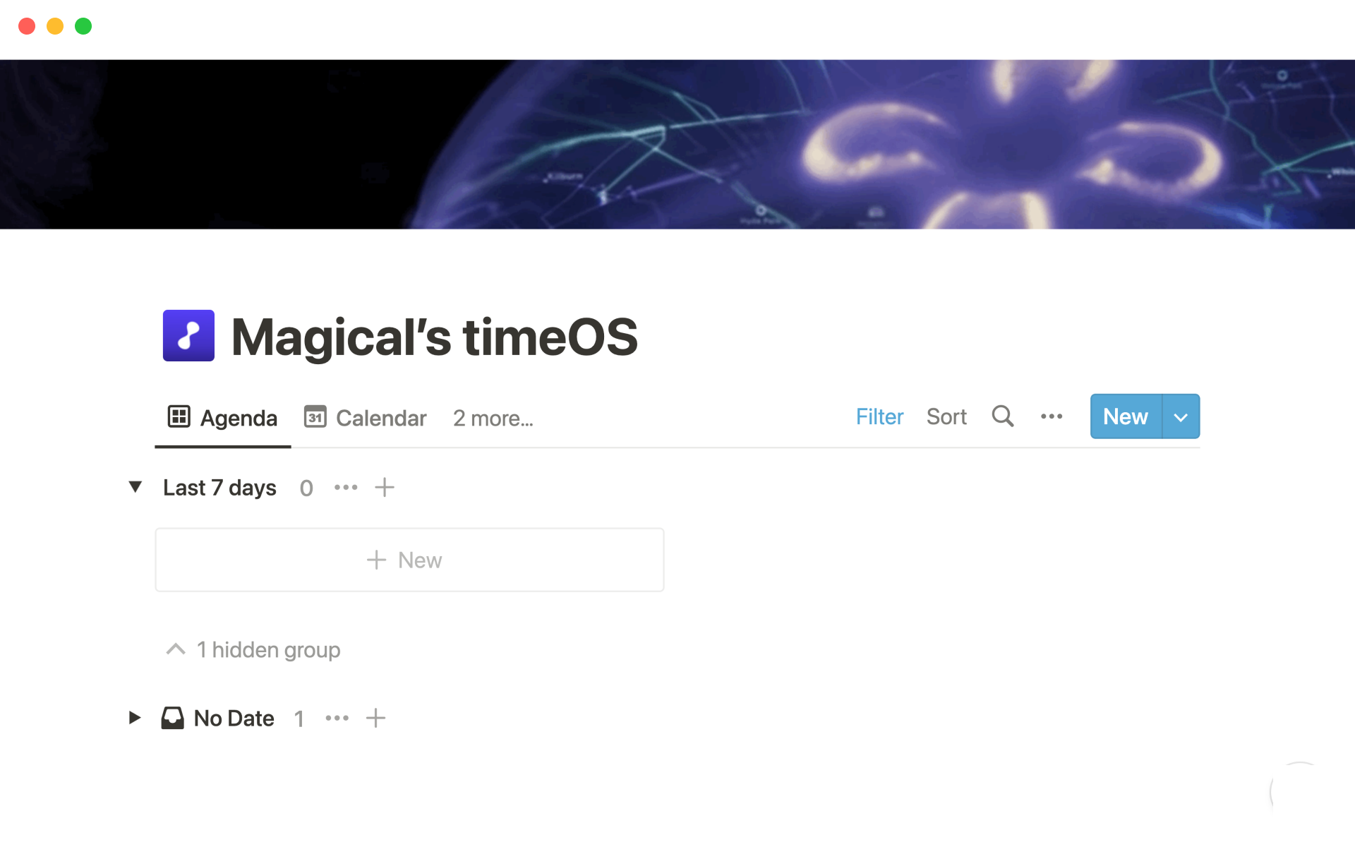 En forhåndsvisning av mal for Magical's timeOS