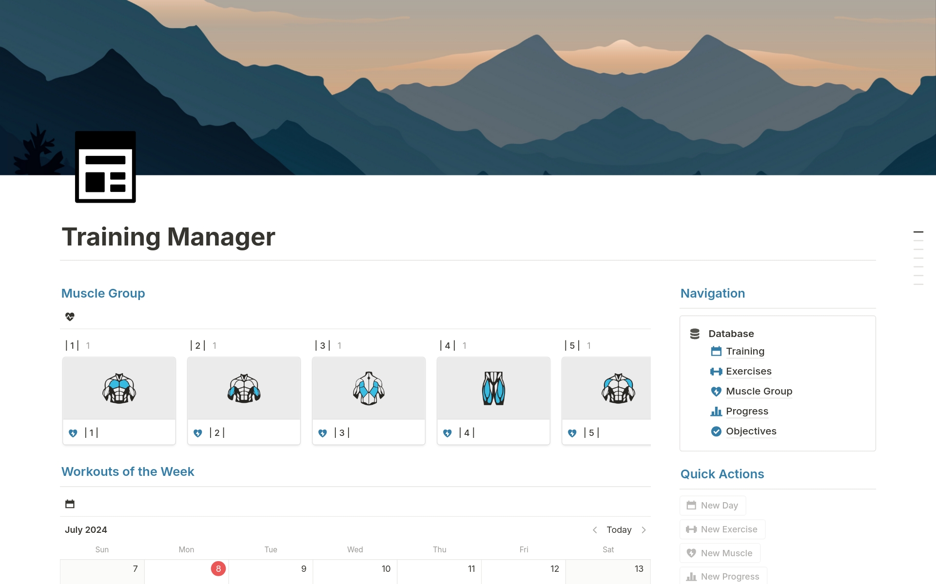 A template preview for Training Manager 