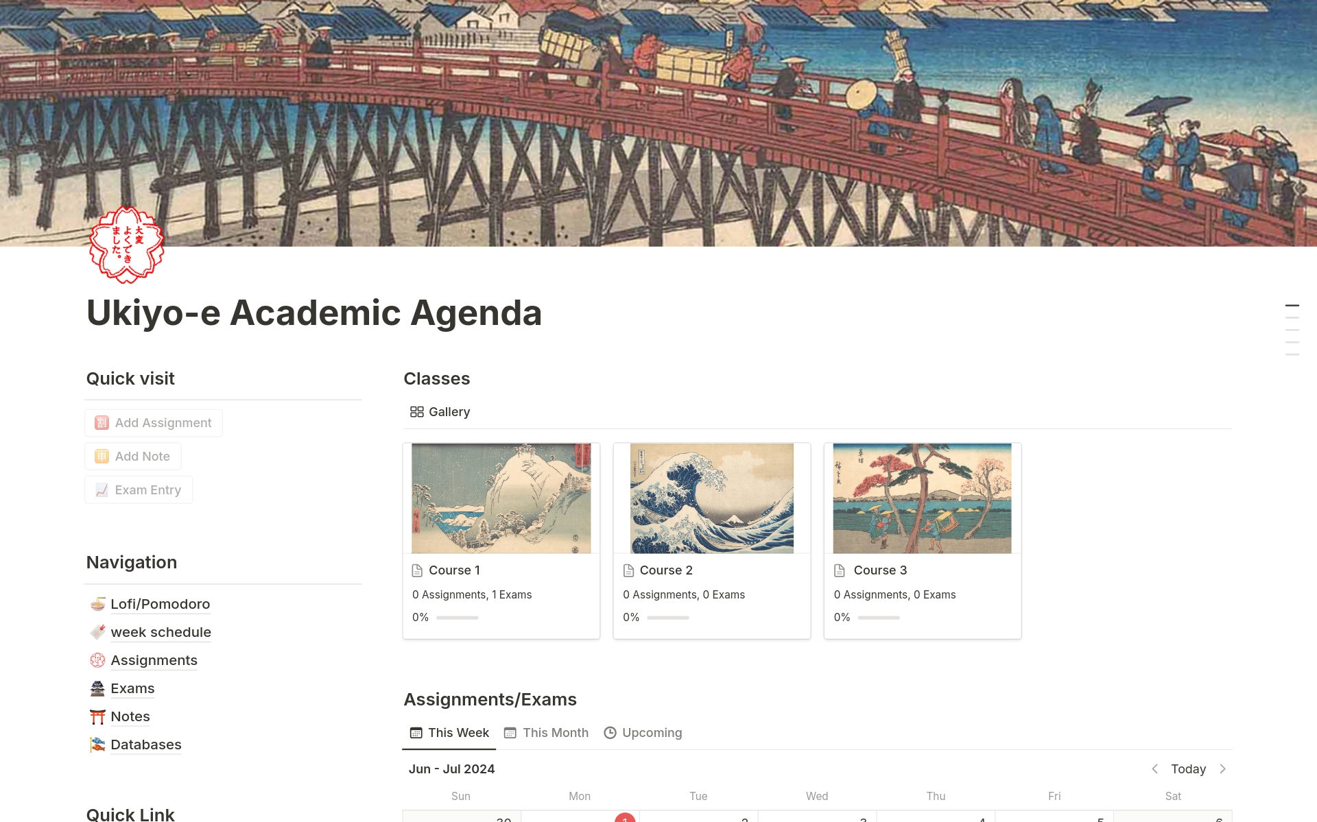 A template preview for Ukiyo-e Academic Agenda