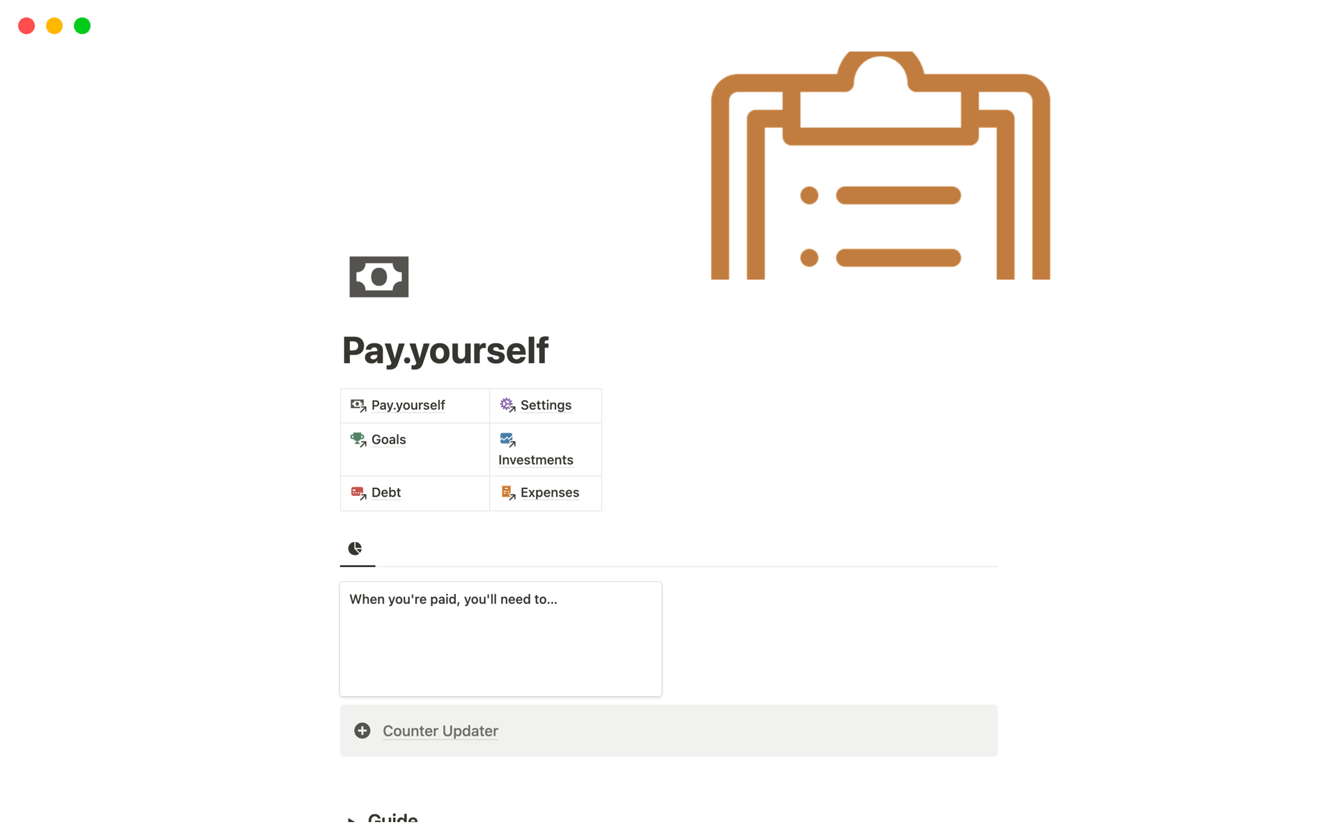 A template preview for Pay.yourself
