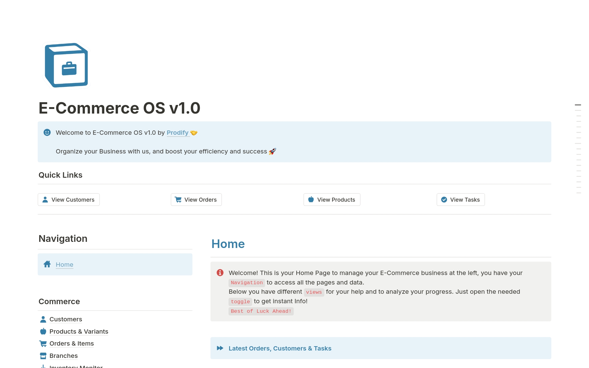 Vista previa de plantilla para E-Commerce OS v1.0