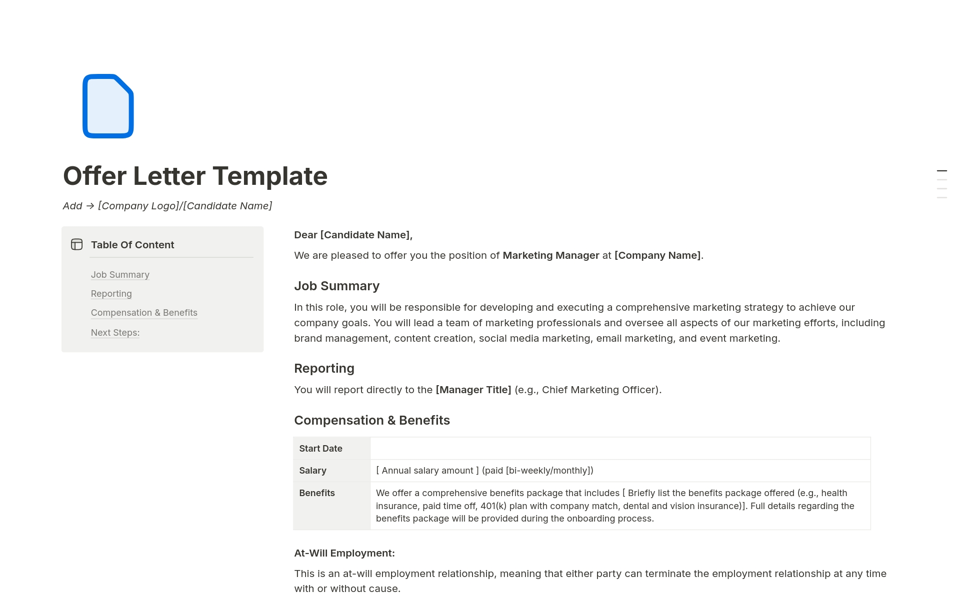 Streamline Your Hiring Process with a Professional Notion Offer Letter Template