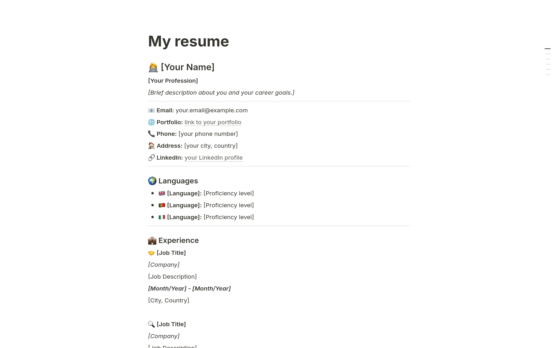 A template preview for Criative Resume