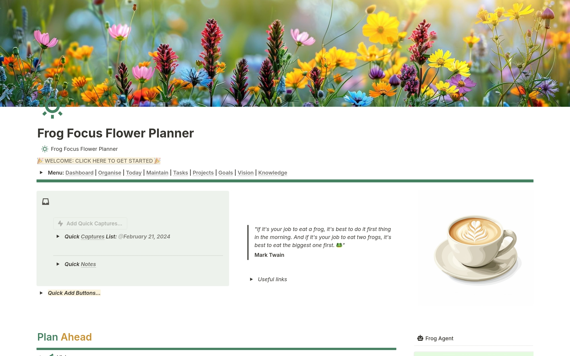En forhåndsvisning av mal for ADHD Life Planner - Birth Flower Design