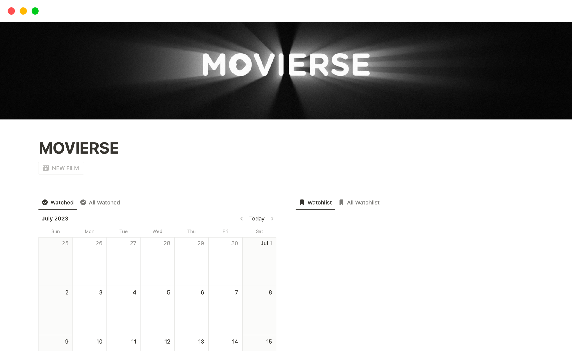 A Notion-based template for movie enthusiasts.

