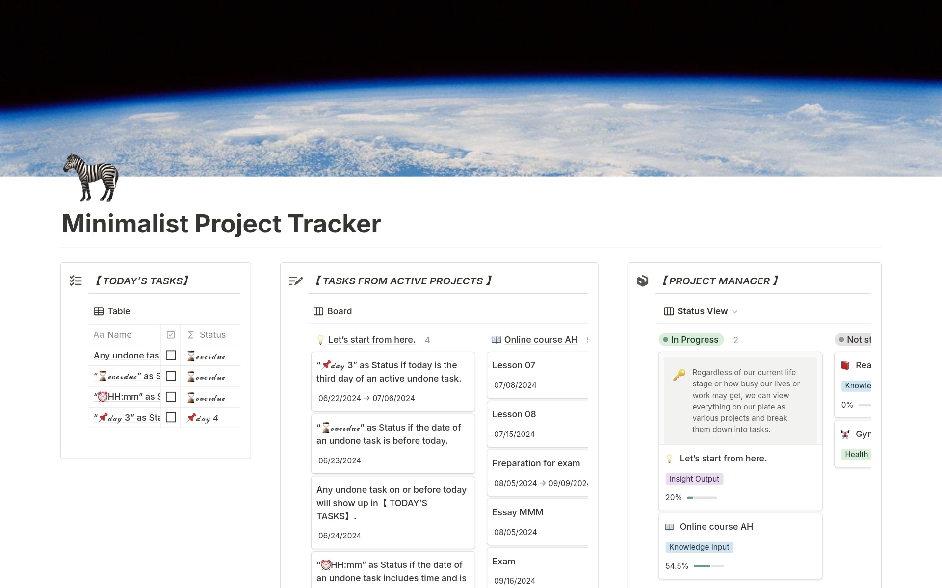Vista previa de una plantilla para Task Tracker On Multiple Projects