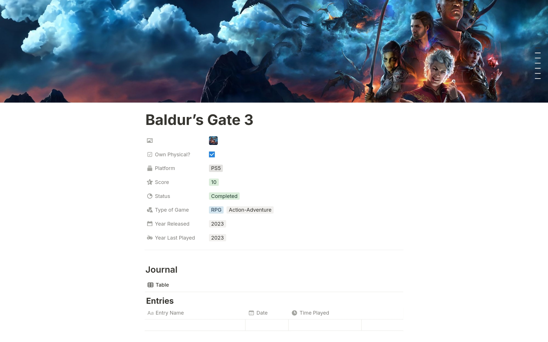 Level up your gaming experience with the ultimate customizable video game journal and tracker for Notion!
Tired of juggling spreadsheets and scattered notes? This template is your one-stop shop for mastering your gaming journey.