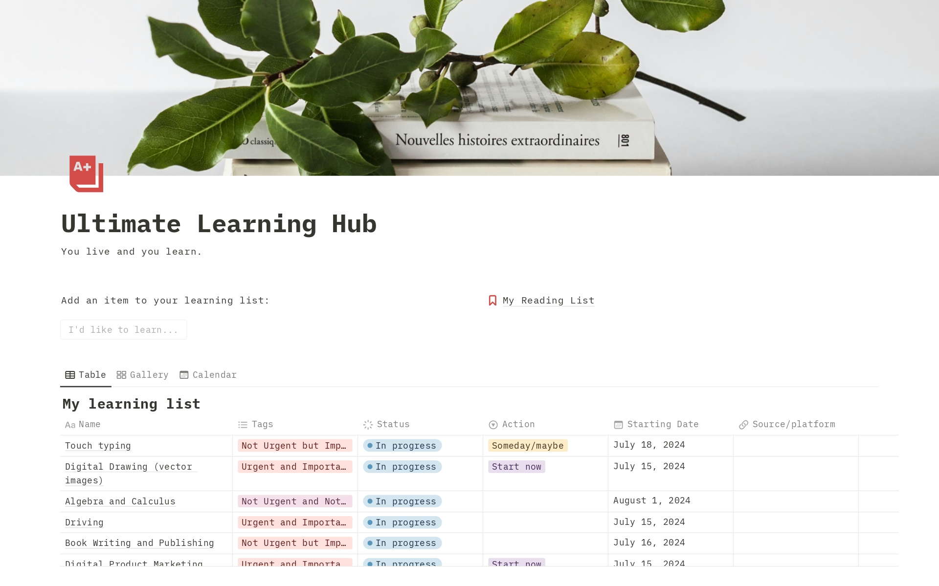 A template preview for Ultimate Learning Hub