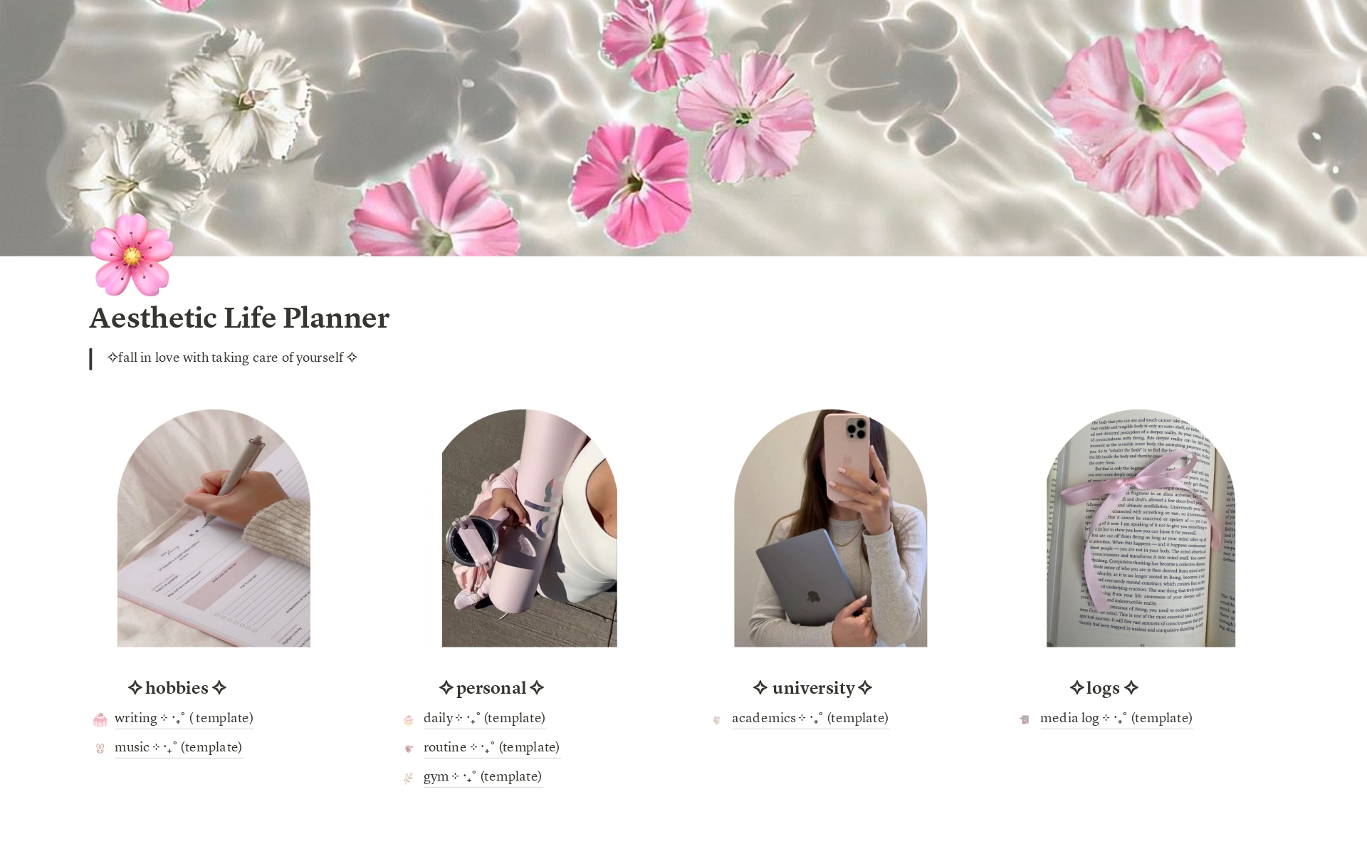 A template preview for Aesthetic Life Planner🌸
